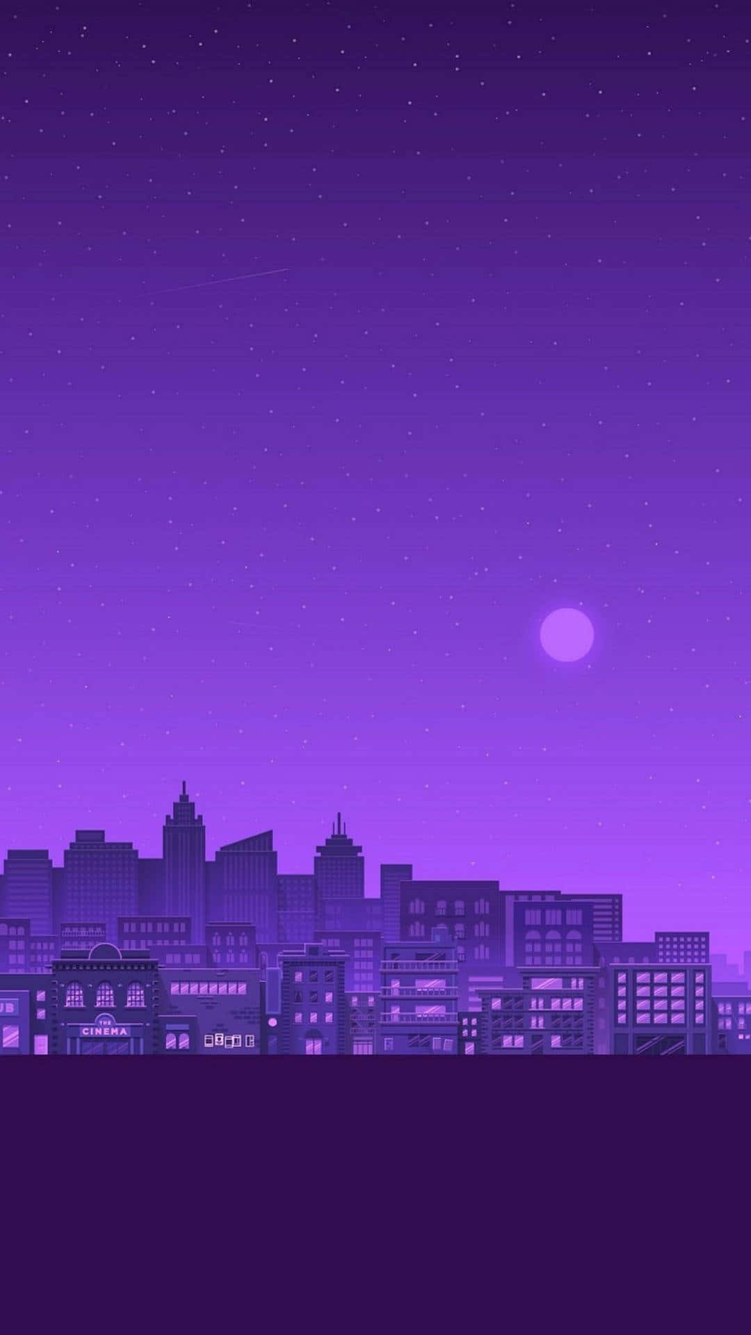iPhone Lavanda Estetic Silueta Urbană Fundal
