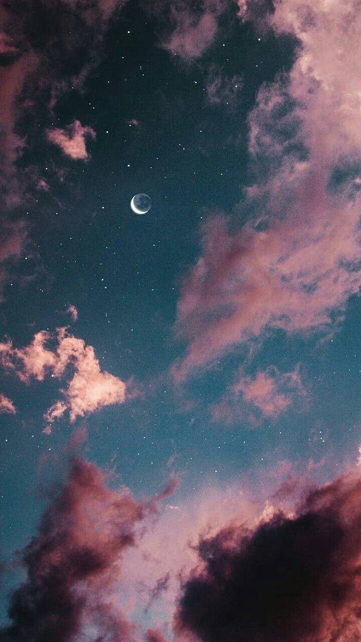 iPhone Roz Estetic Luna Fundal
