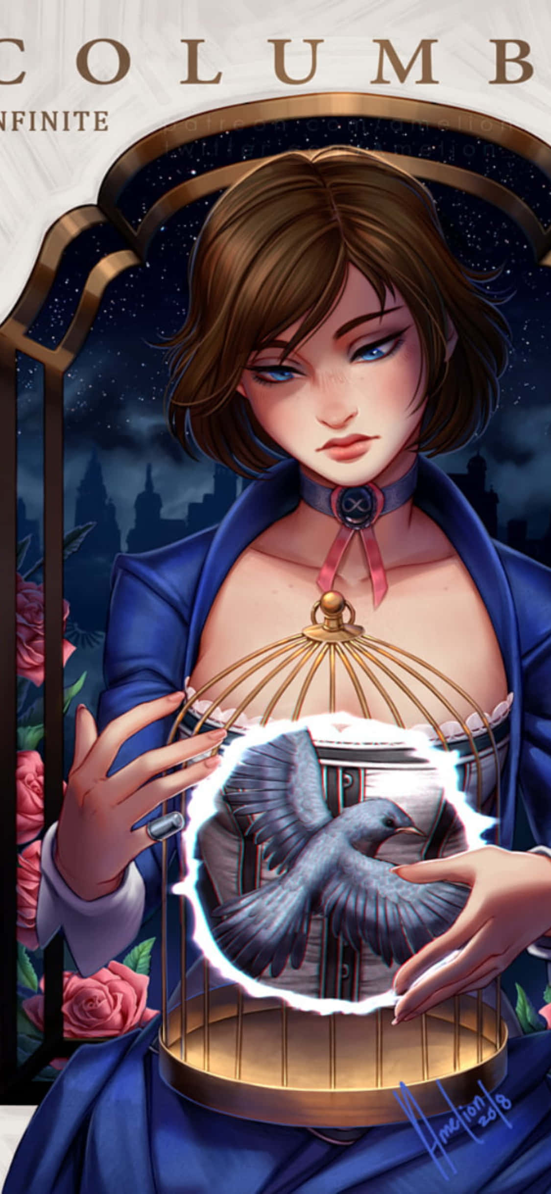 iPhone X Bioshock Infinite Fanart Drawing Elizabeth With A Bird Fundal