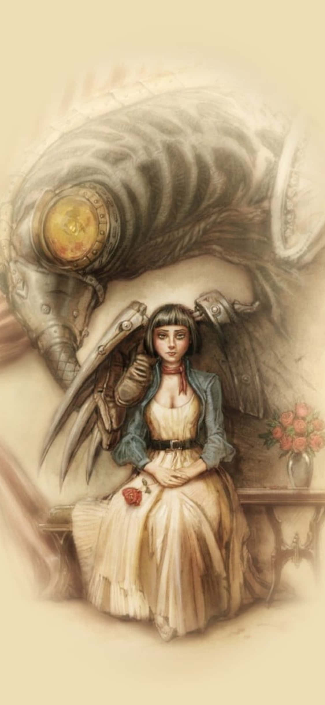 iPhone X Bioshock Infinite fanart desen Songbird fundal