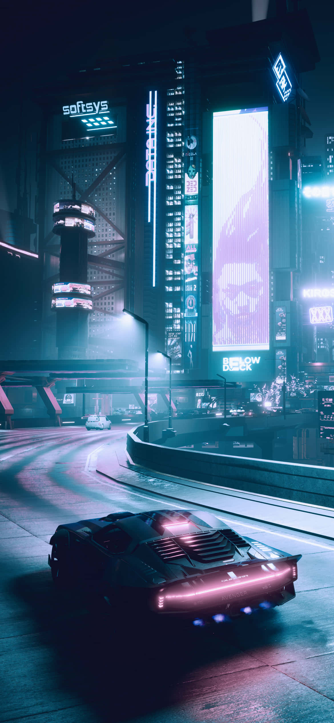 Fond iPhone X Cyberpunk 2077 mașină care conduce în jur Fundal