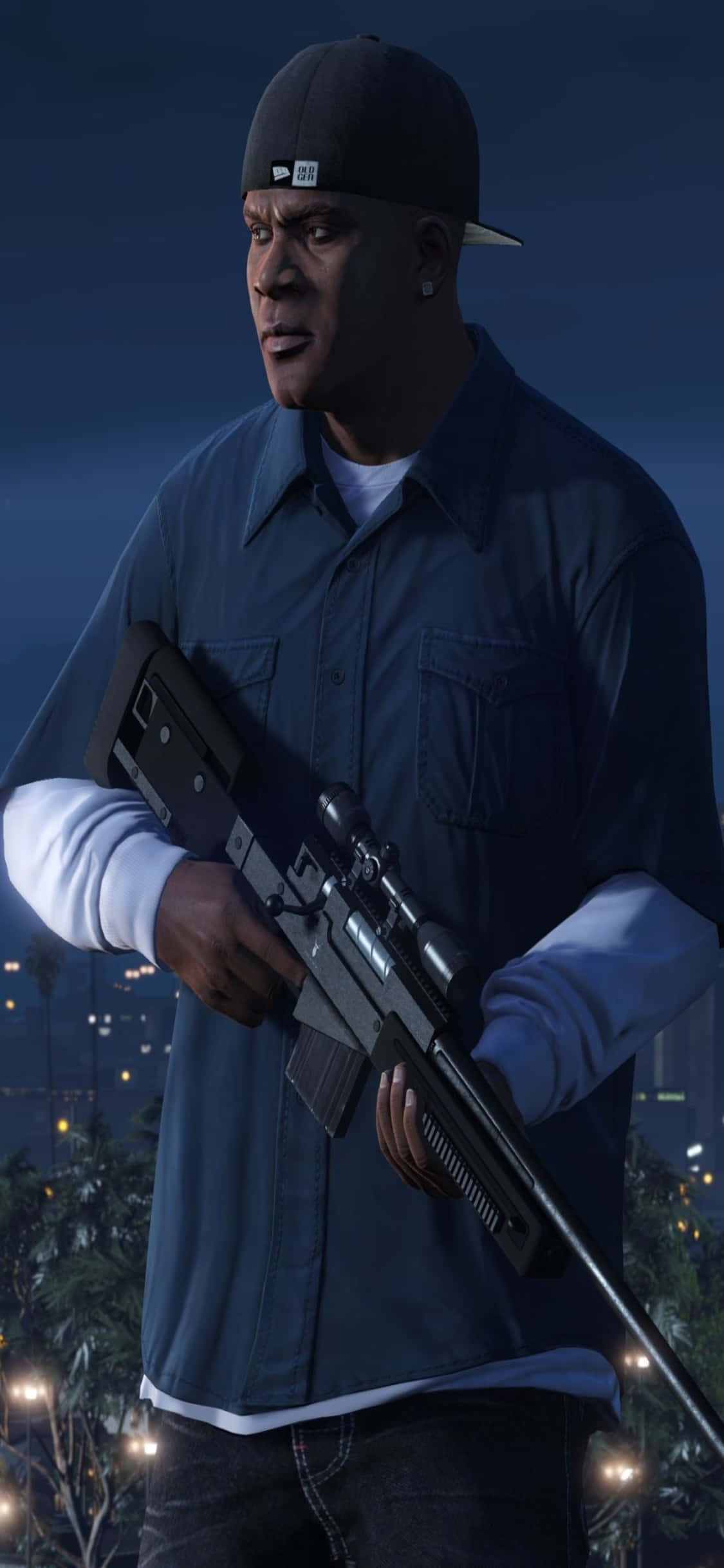 iPhone X Grand Theft Auto V Fundal Franklin și Armă Fundal