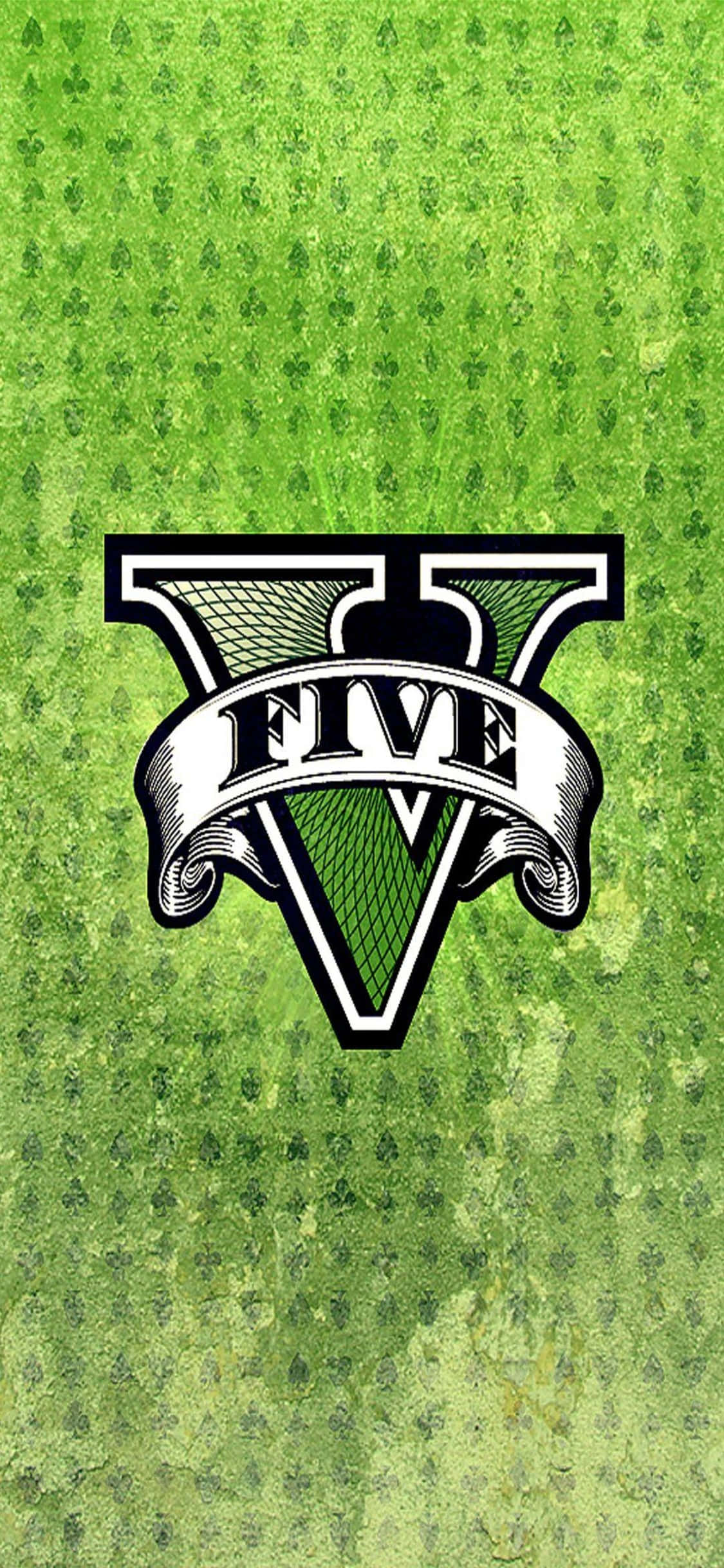 Fundal iPhone X Grand Theft Auto V și Logo Joc Fundal