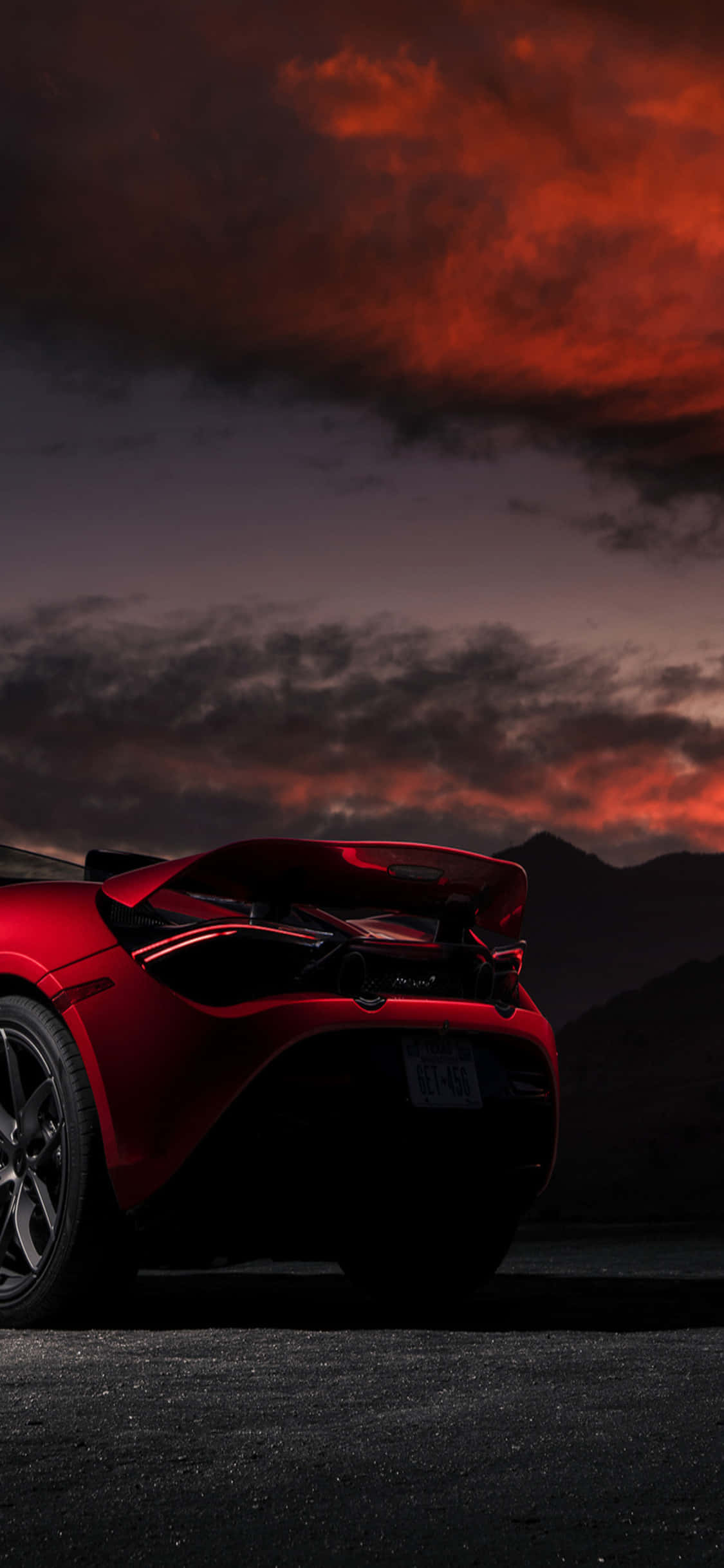 iPhone X Mclaren 720s Roșu Apus Fundal