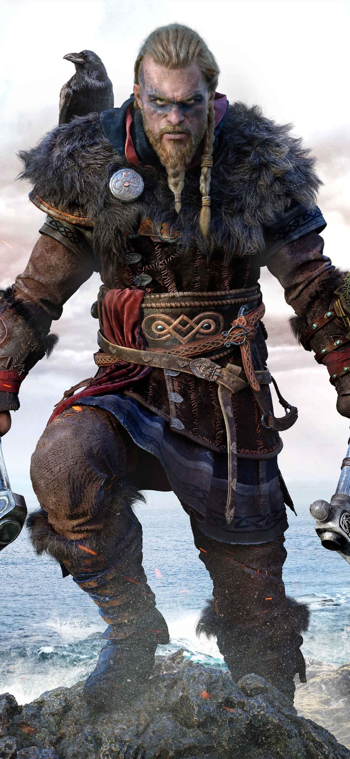 iPhone Xs Assassin's Creed Valhalla Eivor Pe Vârf De Deal Fundal