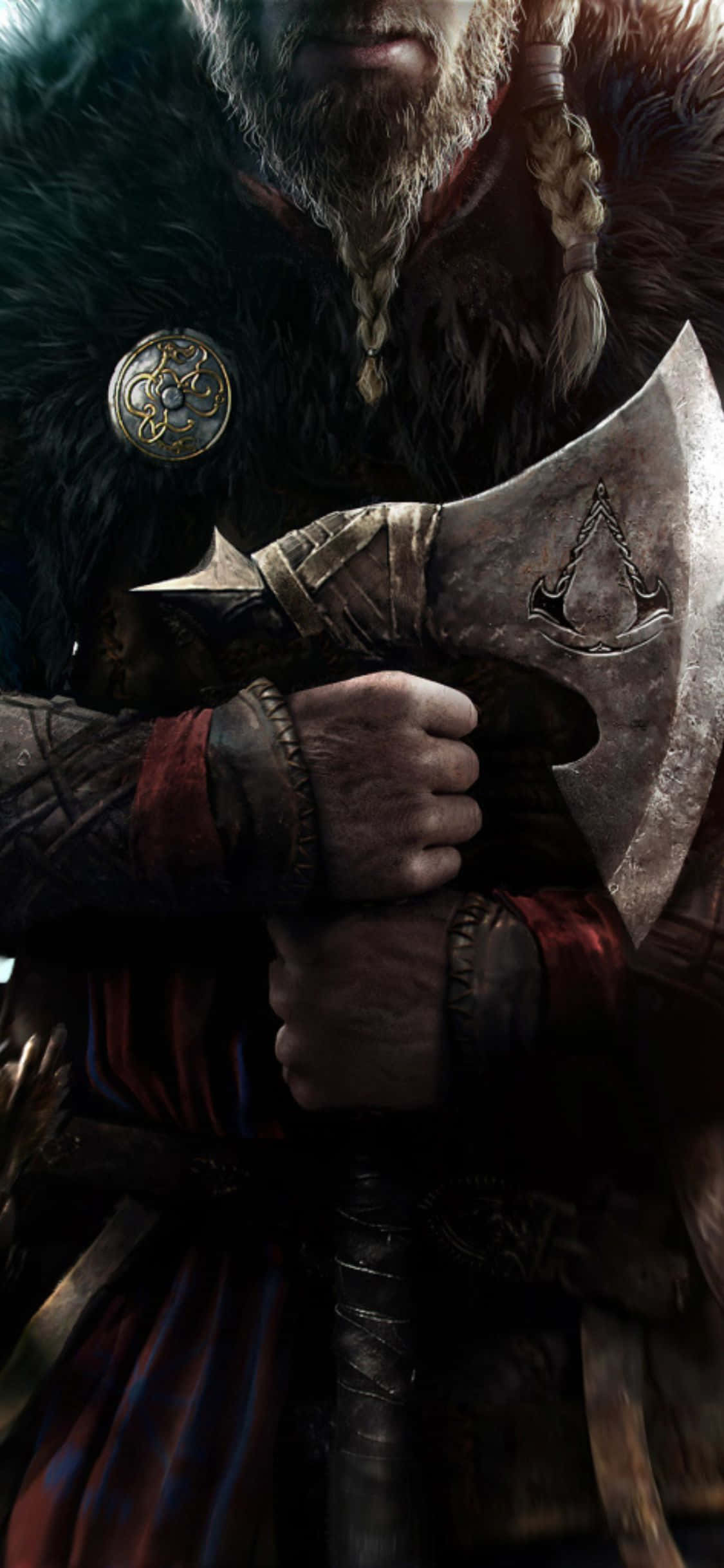 iPhone Xs Assassin's Creed Valhalla Viking Warrior Holding An Axe Background Fundal