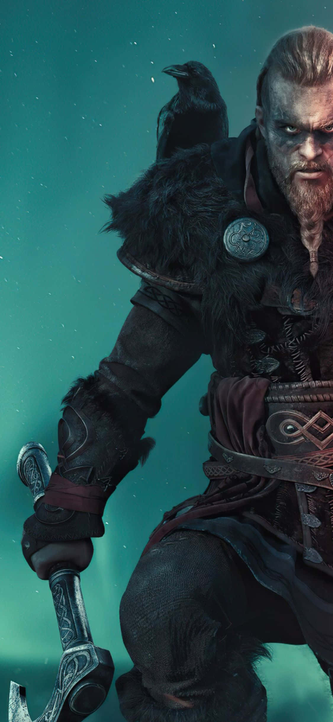 iPhone Xs Assassin's Creed Valhalla Eivor Cu O Corb Fundal