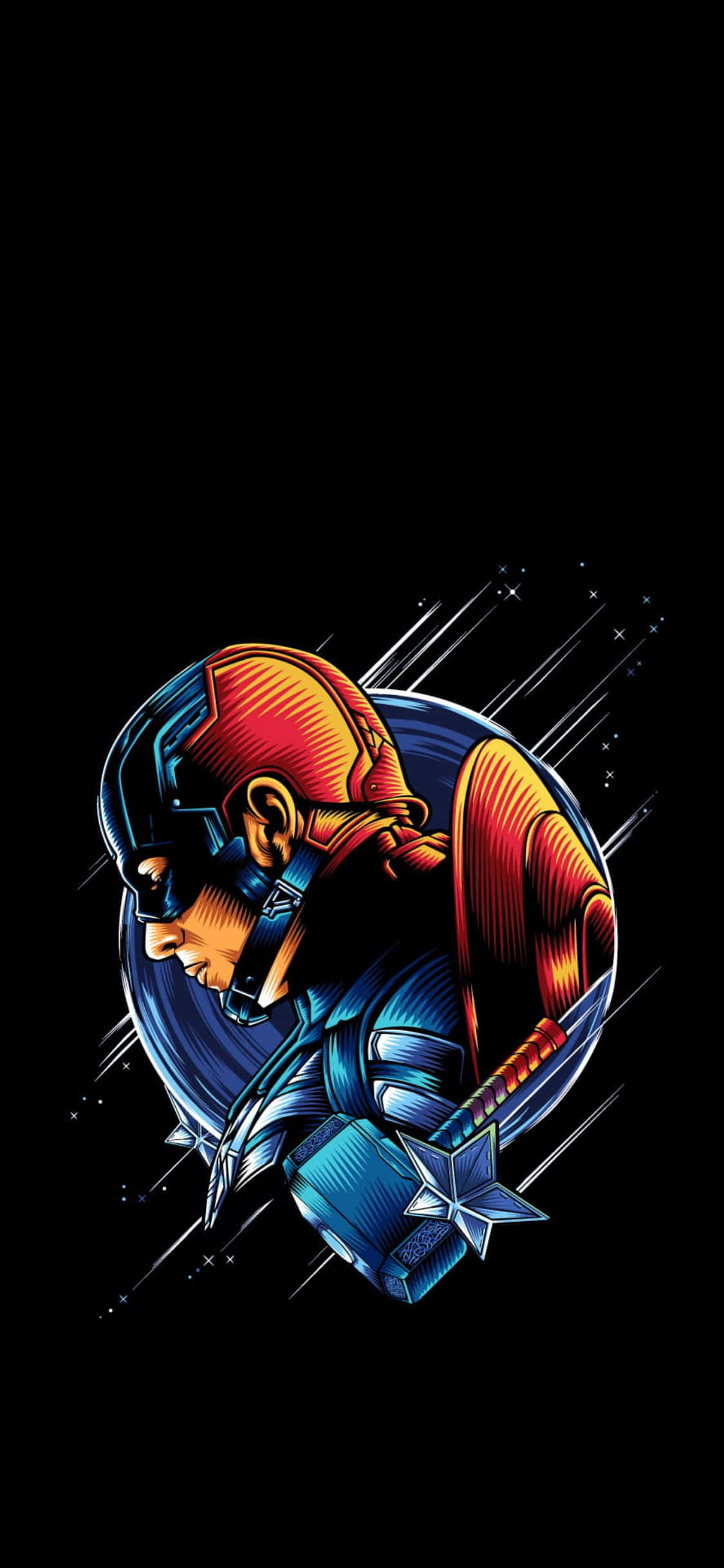Fundal iPhone XS Avengers, artă digitală Captain America Fundal