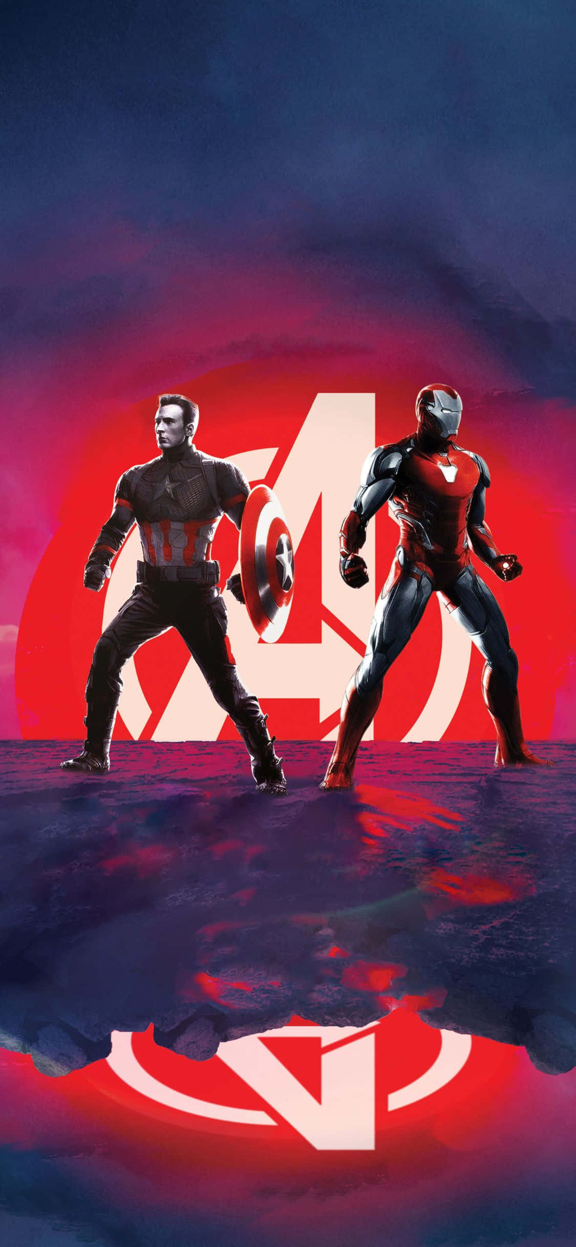 iPhone XS Avengers Fundal Iron Man și Captain America Fundal