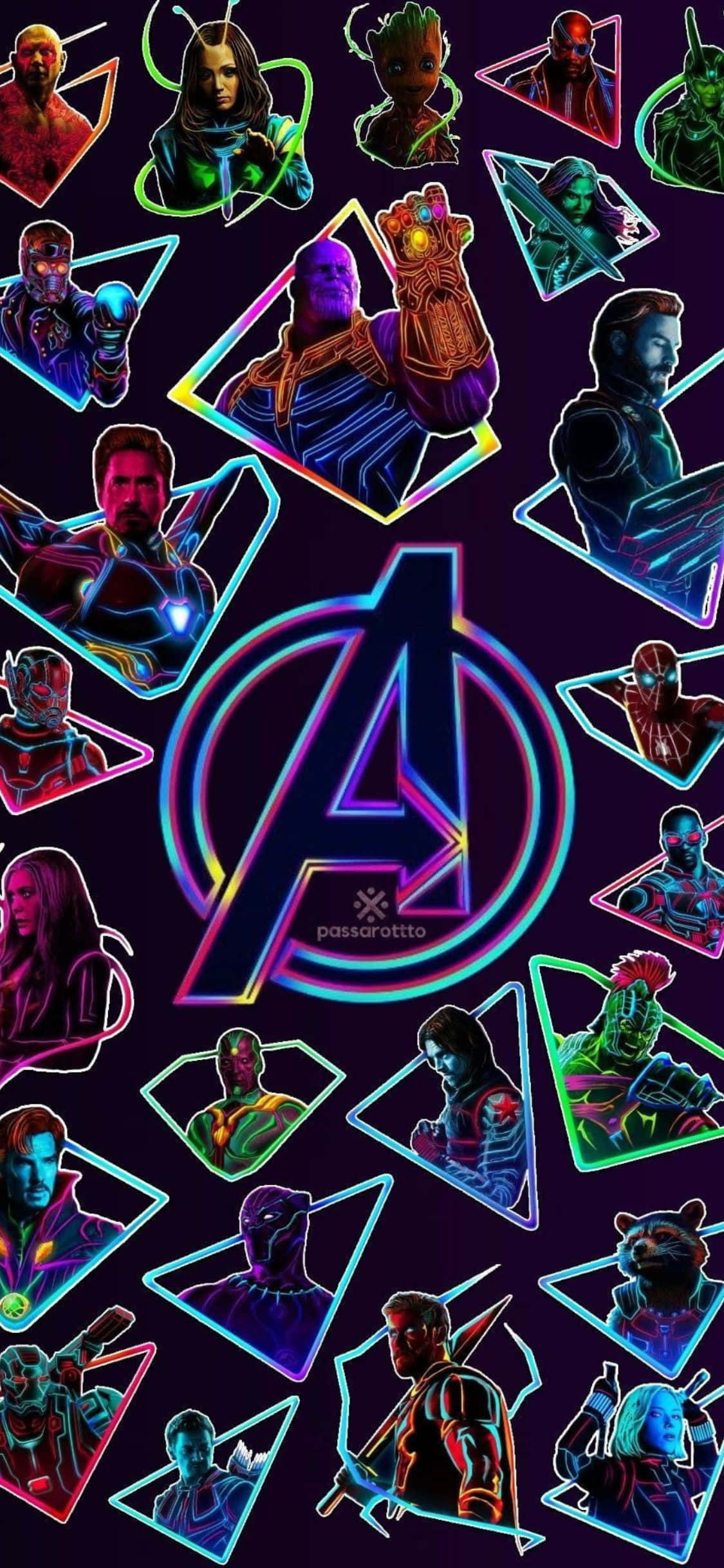 iPhone XS Avengers Fundal Artă Neon Fundal