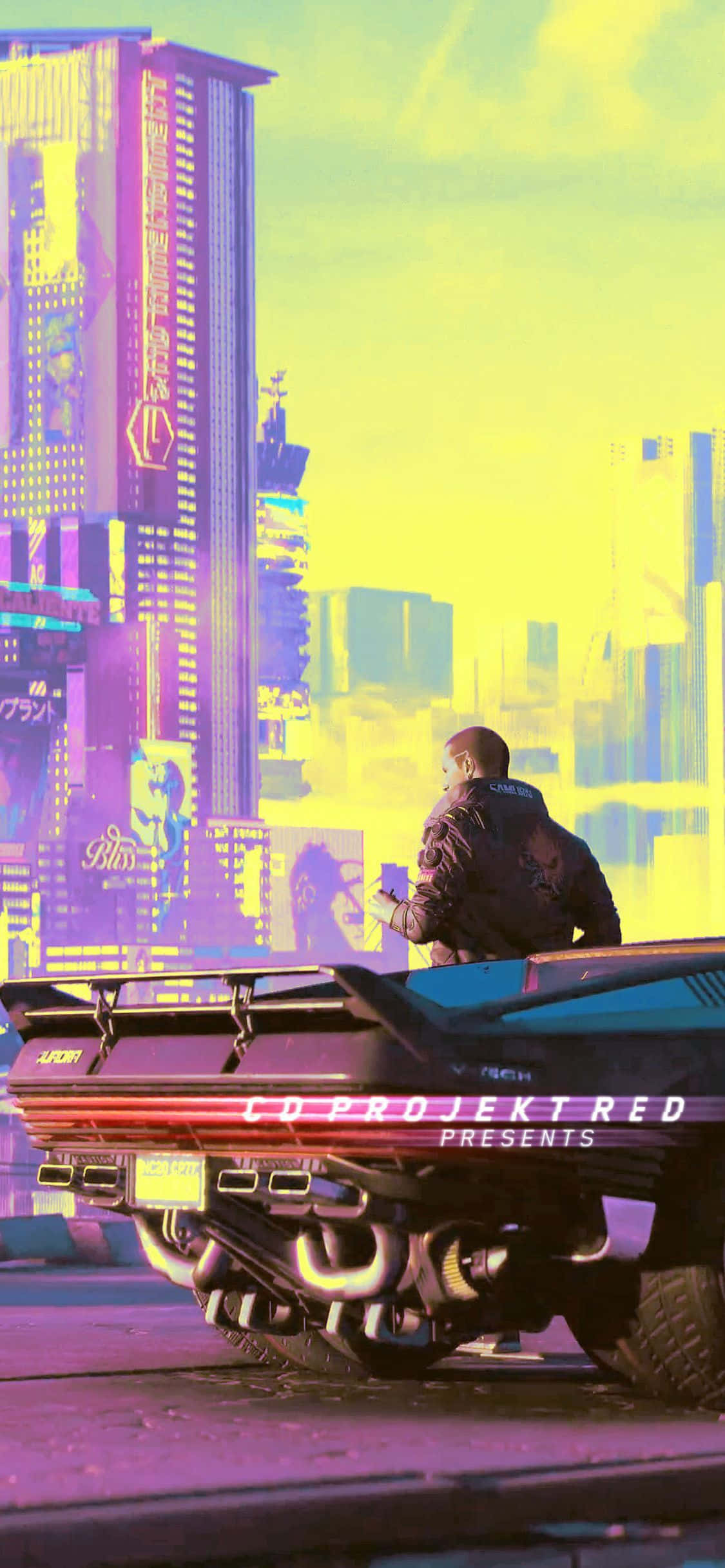 iPhone XS Cyberpunk 2077 Oraș Luminos Fundal
