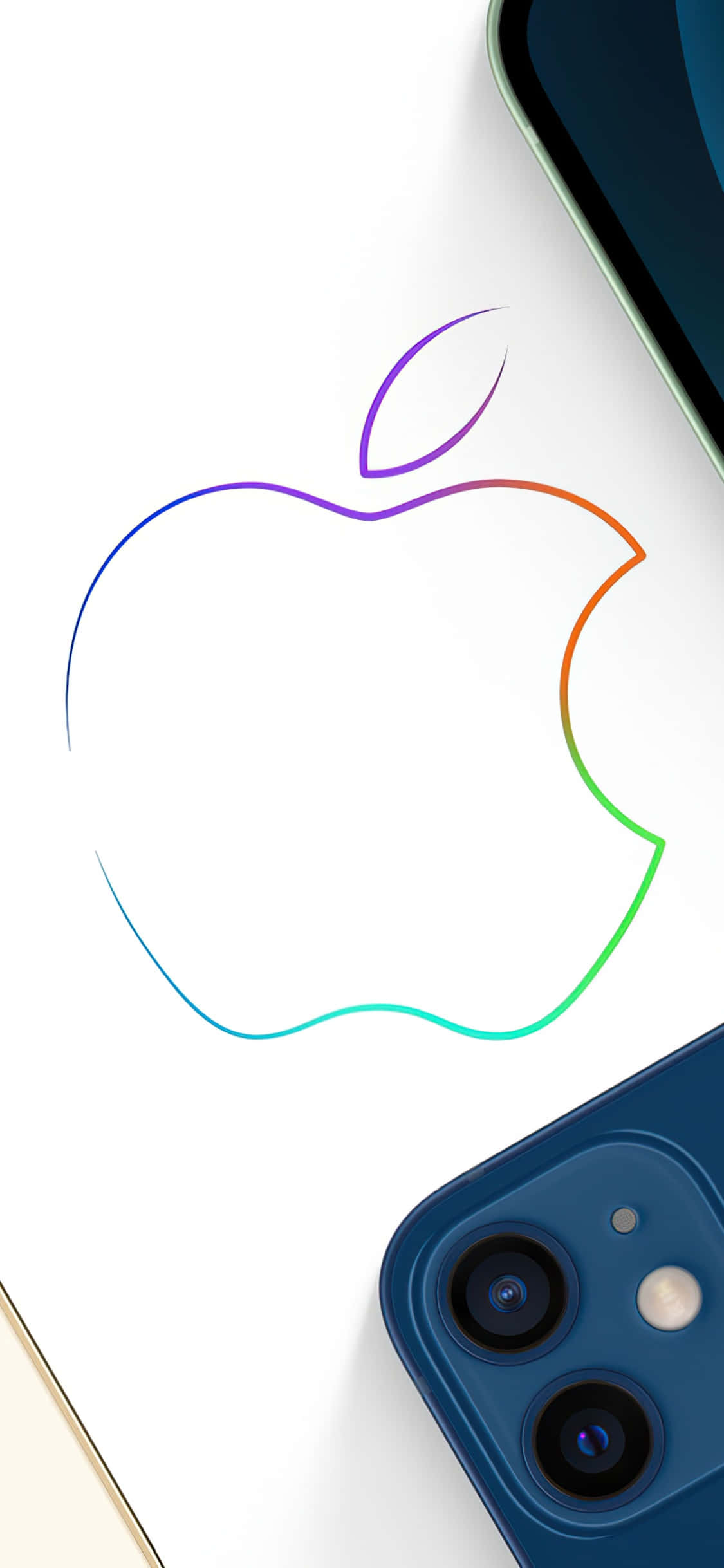 iPhone Xs Max Apple Background Colorful Outline Fundal