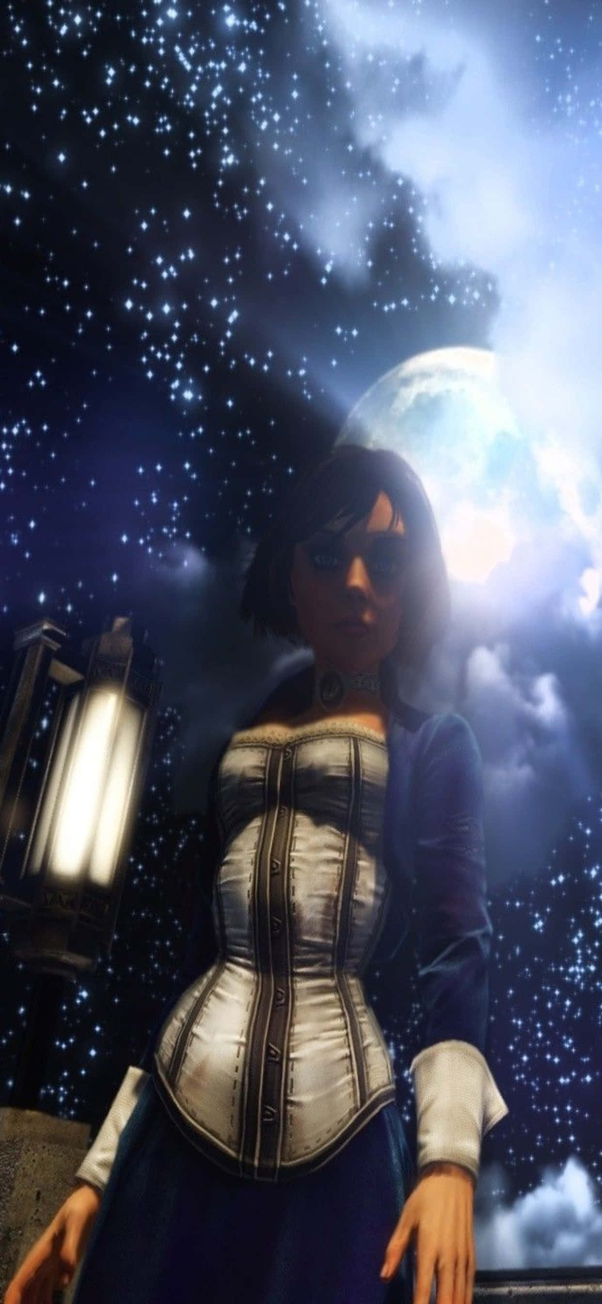 Fundal iPhone Xs Max Bioshock Infinite Lună și Stele Fundal