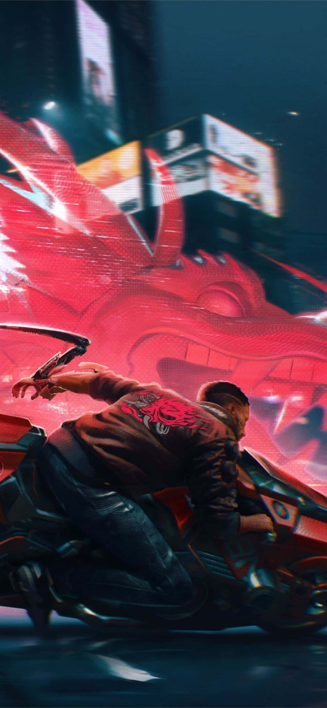 Fond iPhone XS Max Cyberpunk 2077 Dragon Fundal