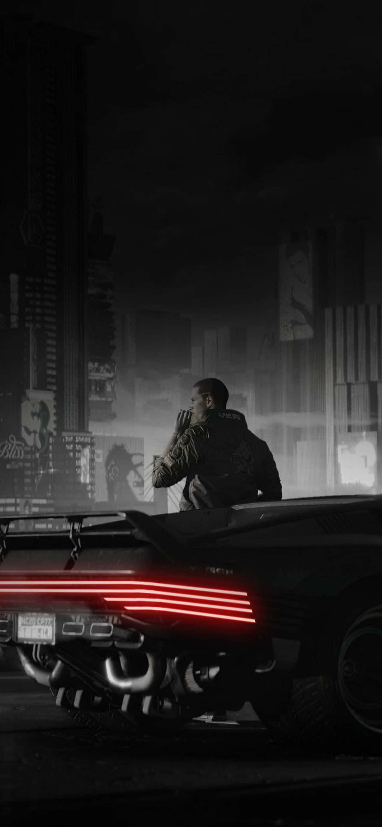 Fond iPhone XS Max Cyberpunk 2077 Întunecat Fundal