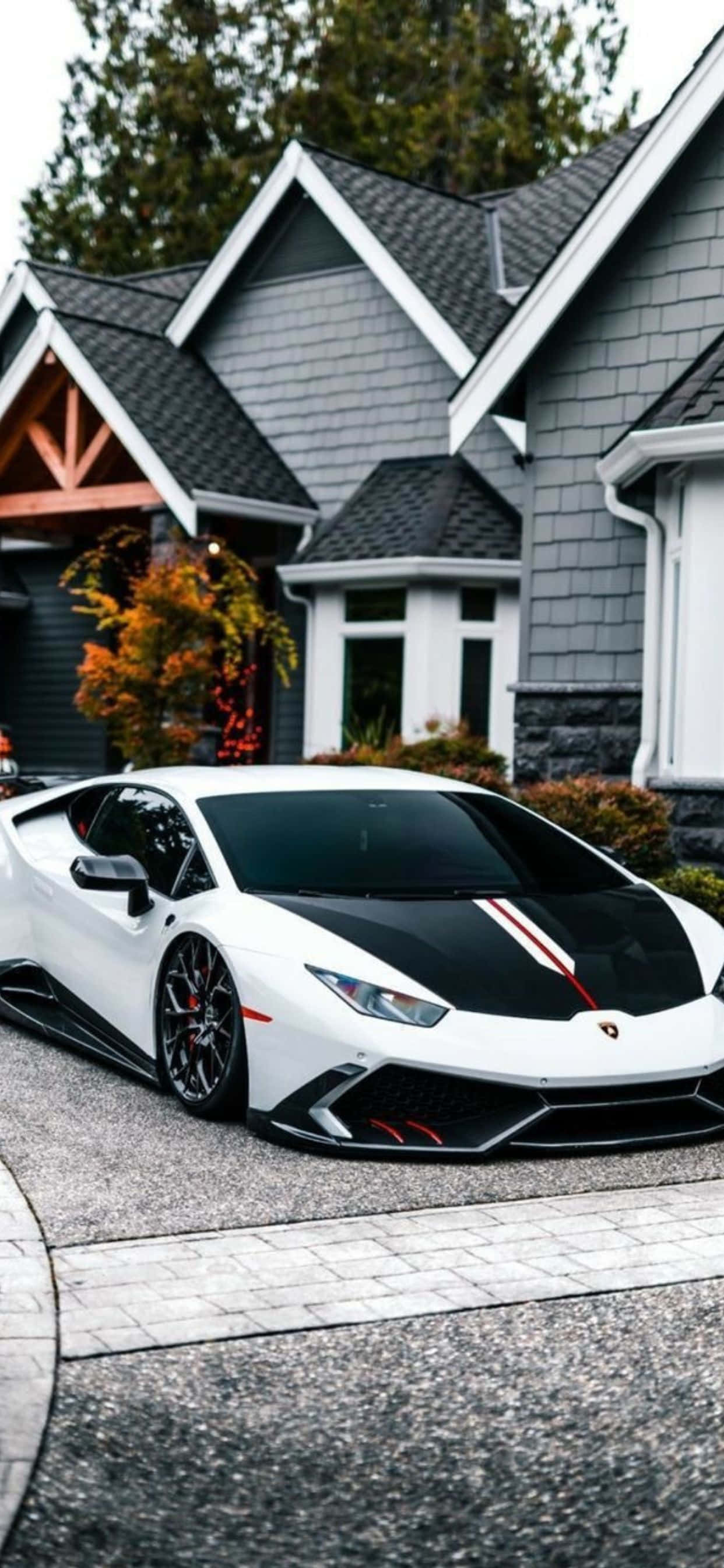 iPhone XS Max Lamborghini Alb și Negru Fundal