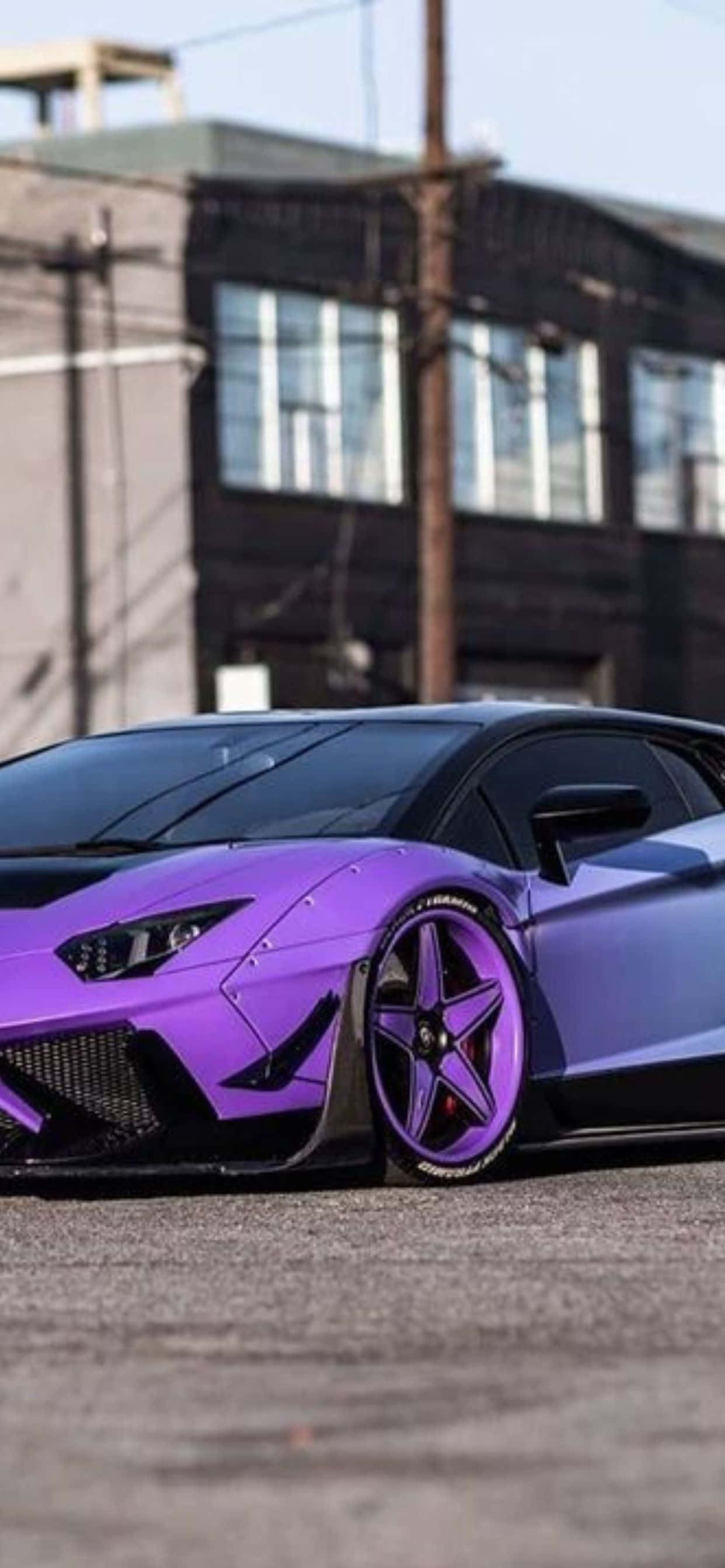 iPhone XS Max Lamborghini Violet și Negru Fundal