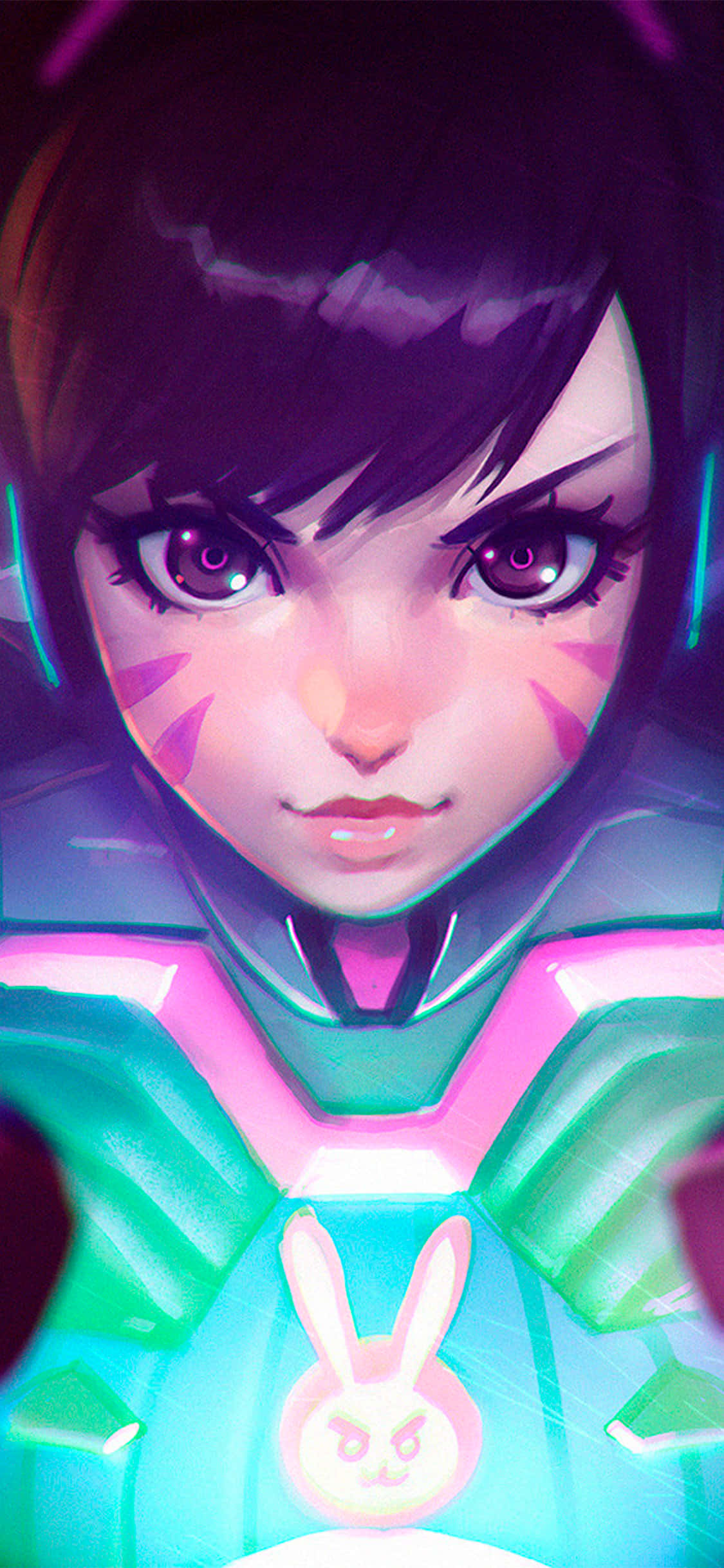 Fond iPhone Xs Max Overwatch D.Va Logo Iepuraș Strălucitor Fundal