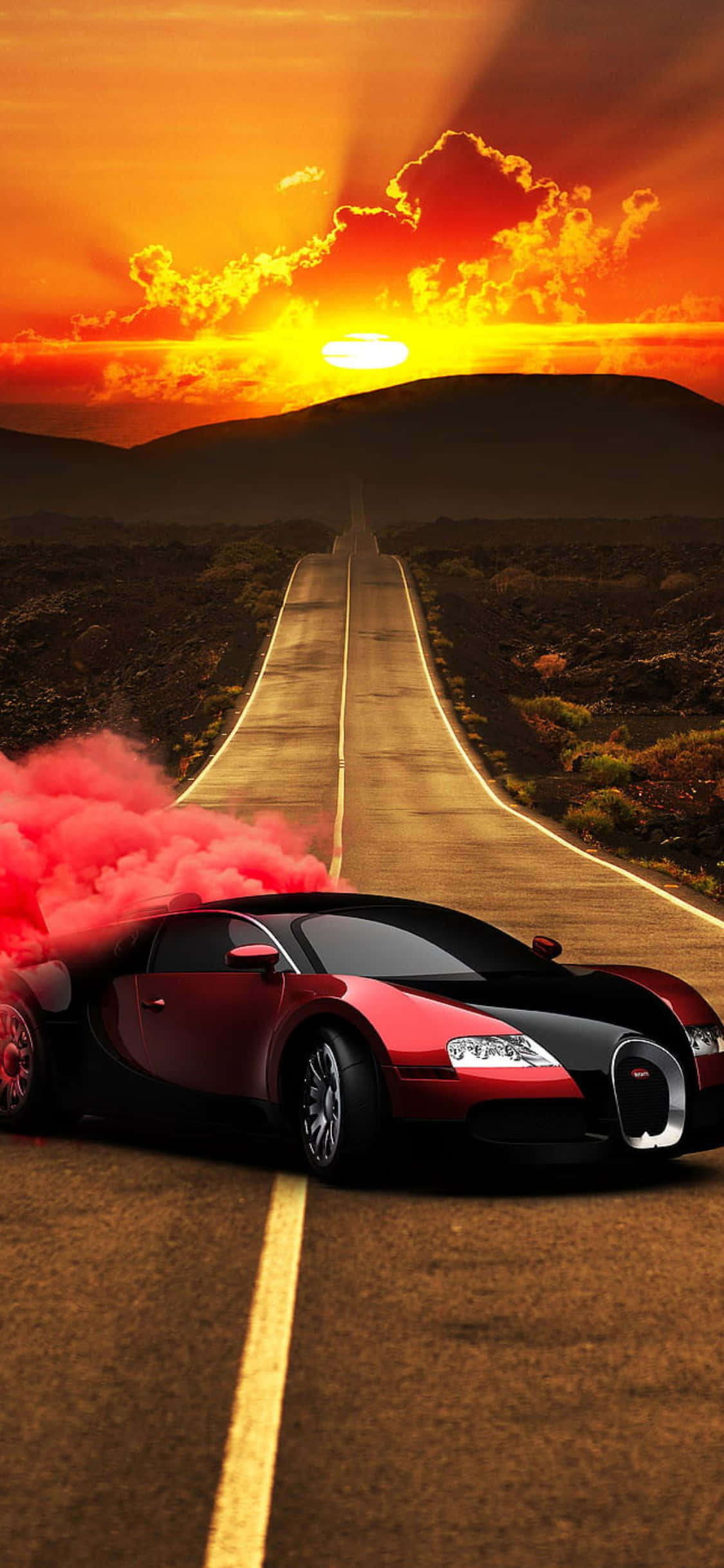 iPhone Xs purtând una insignă Bugatti Fundal