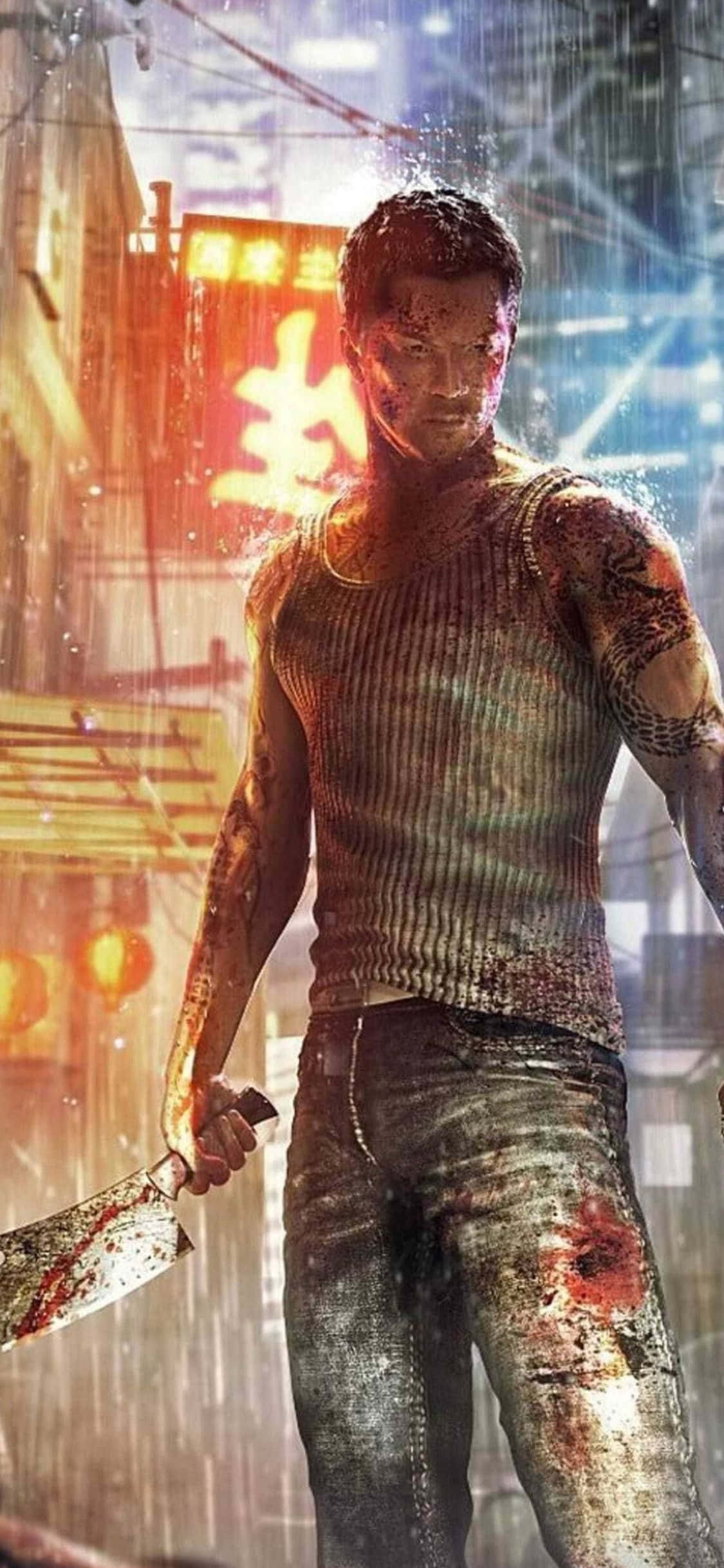iPhone Xs Sleeping Dogs Cuțit Ploai Fundal