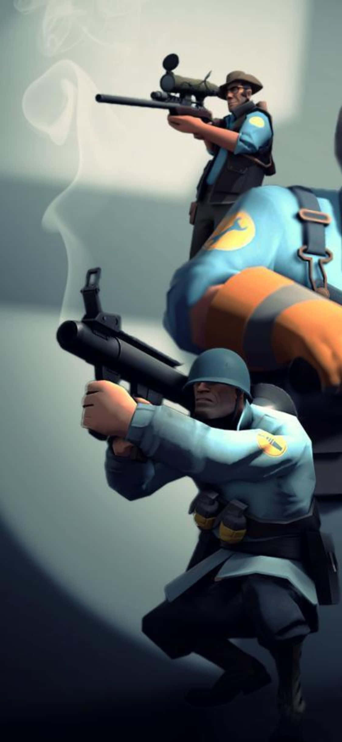 iPhone XS Team Fortress 2 Personaje în Uniforme Albastre Fundal