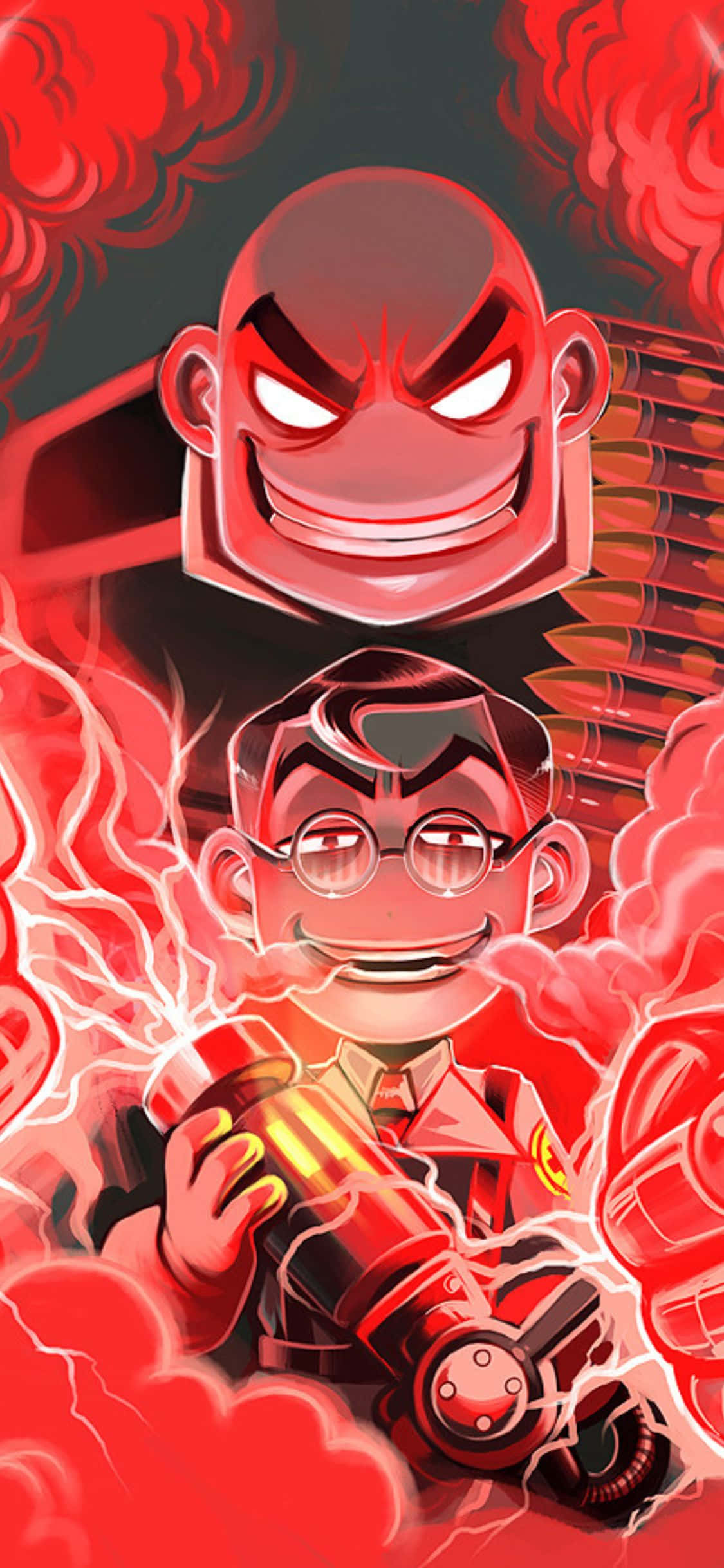 iPhone XS Team Fortress 2 Animat Fundal Heavy și Medic Fundal