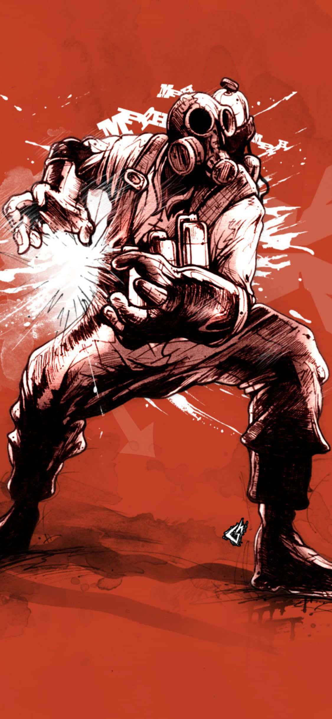 iPhone XS Team Fortress 2 Operă de Artă Fundal Monocrom Pyro Fundal