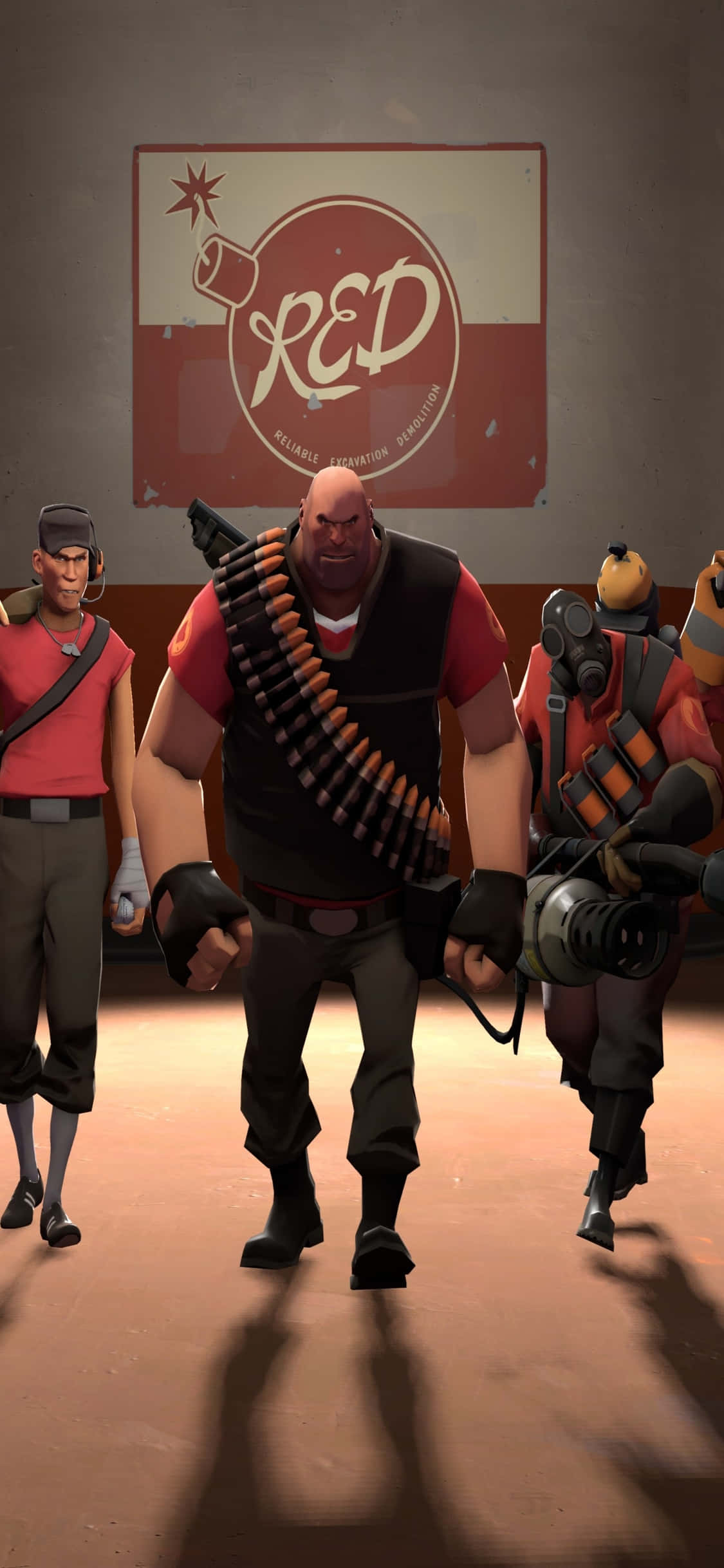 iPhone Xs Tf2 Fundal Scout, Heavy și Pyro din Echipa Roșie Fundal