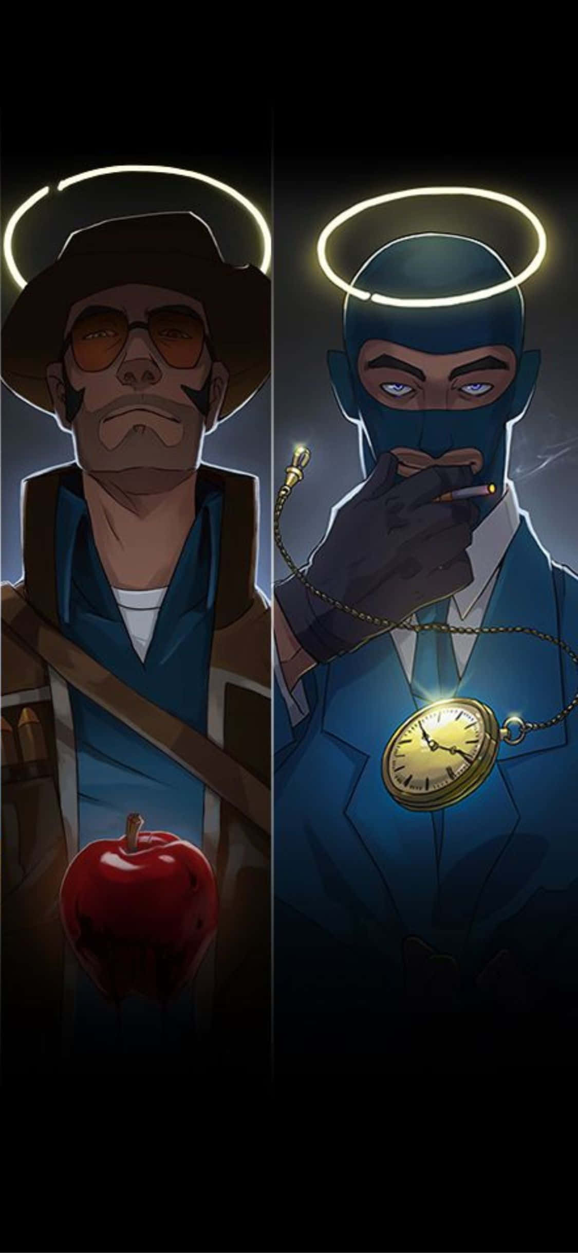 iPhone Xs Tf2 Fundal Sniper și Spy cu Aureole Fundal