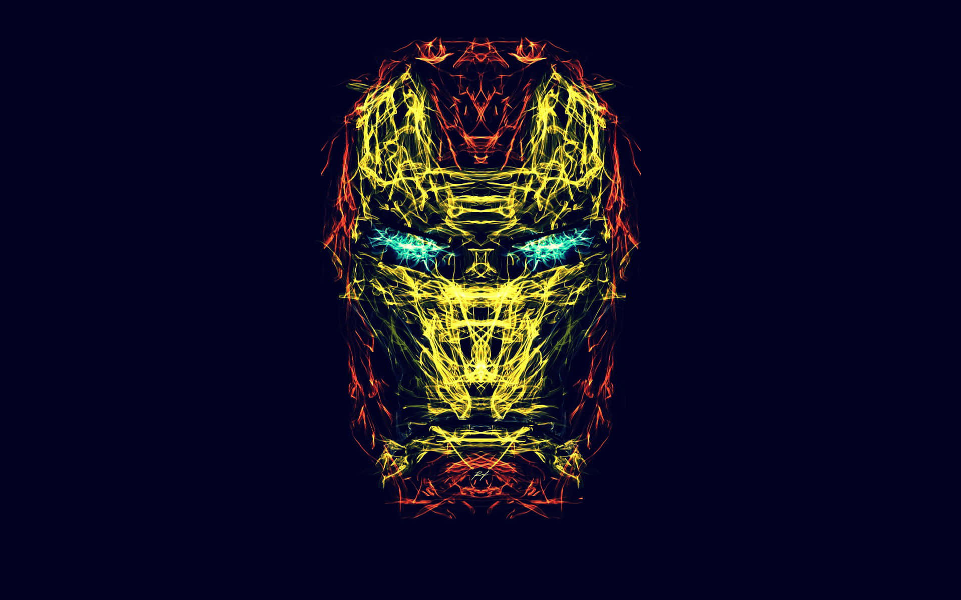 Iron Man Artă Luminată Pe Fundal Negru Fundal
