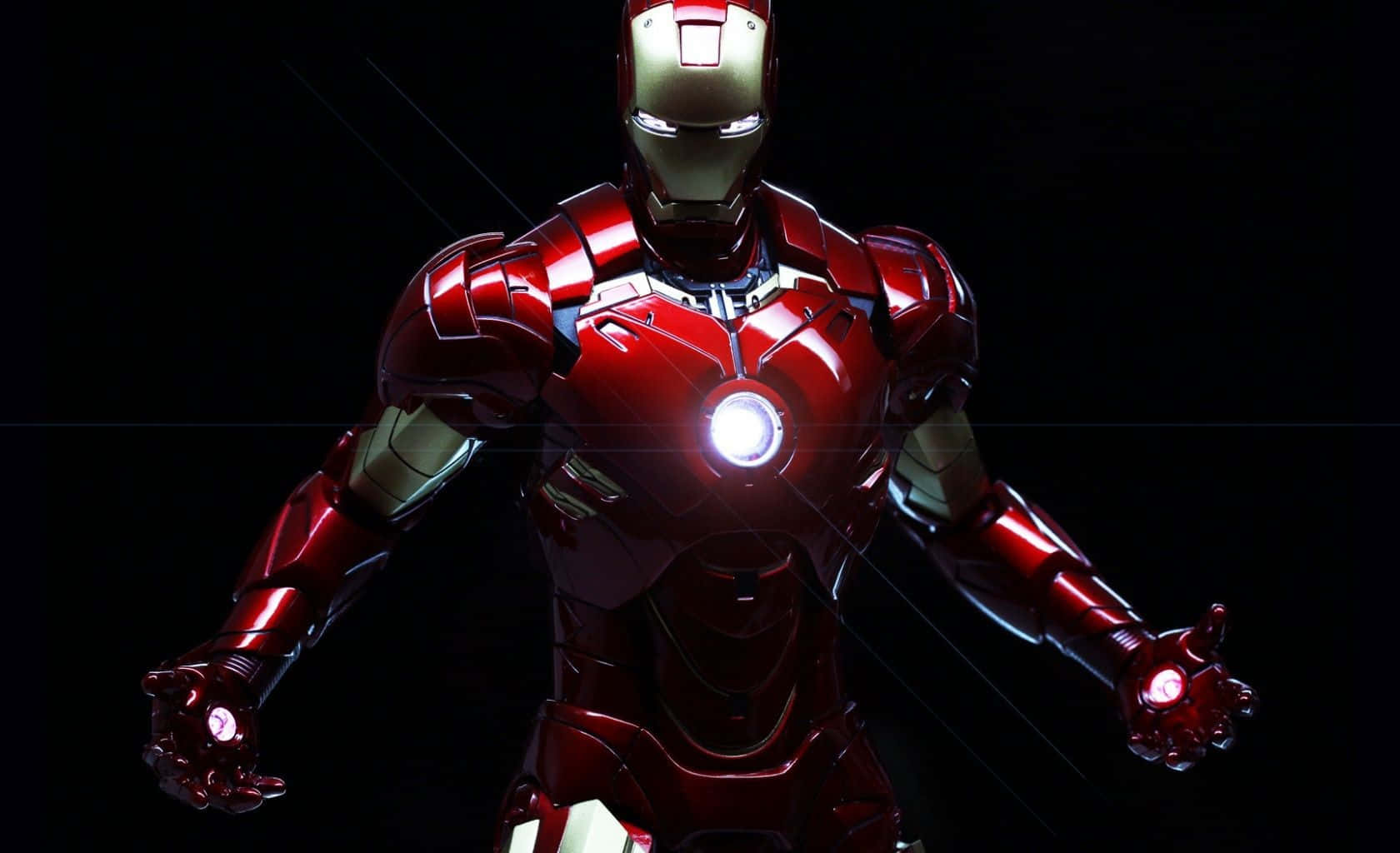 Iron Man în armură în poziție de atac Fundal