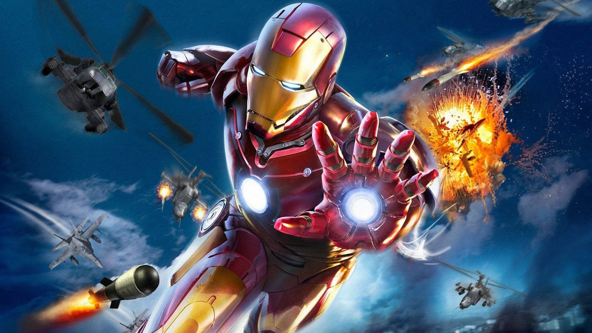 Tapet cu Iron Man în cer