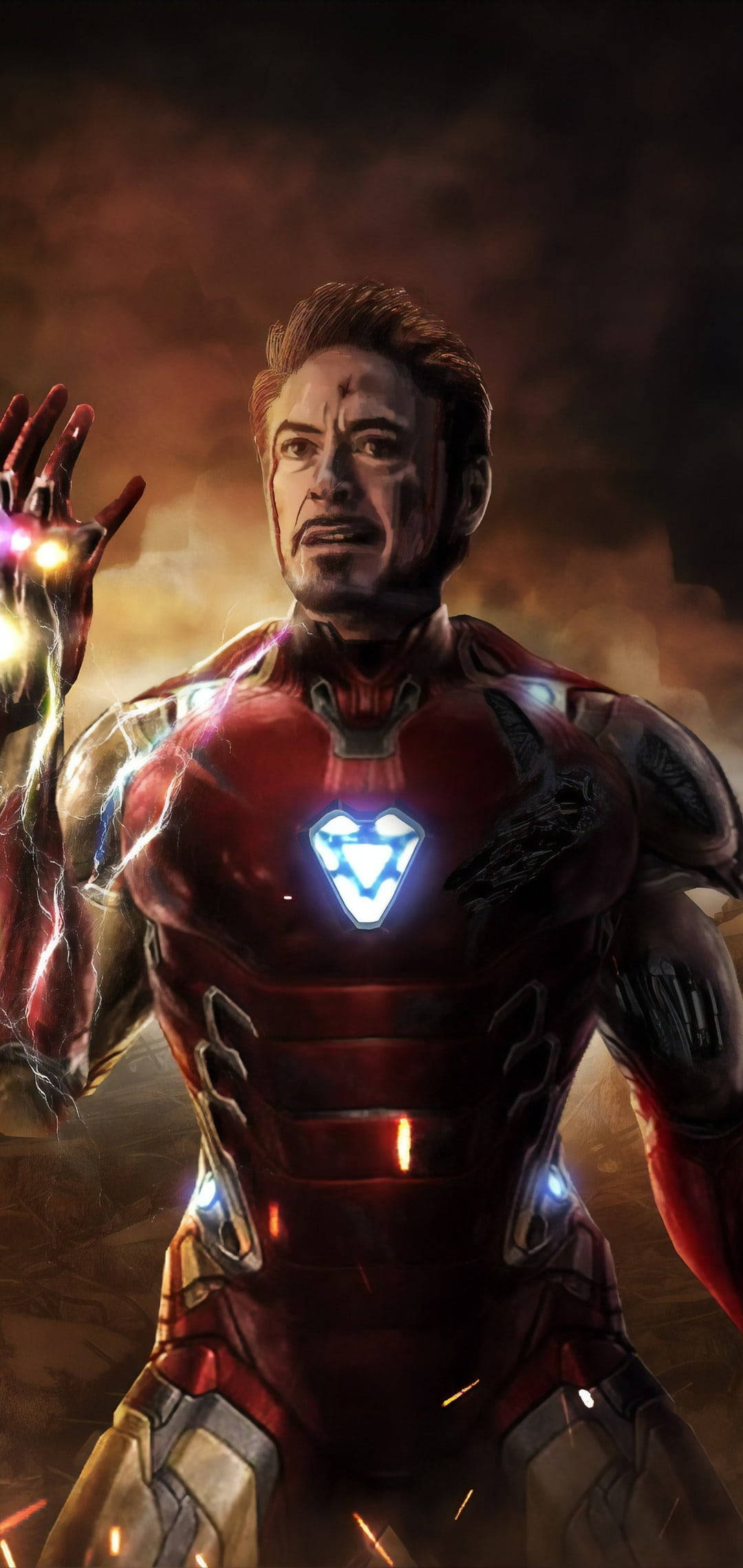 Iron Man Mark 85 în genunchi Fundal