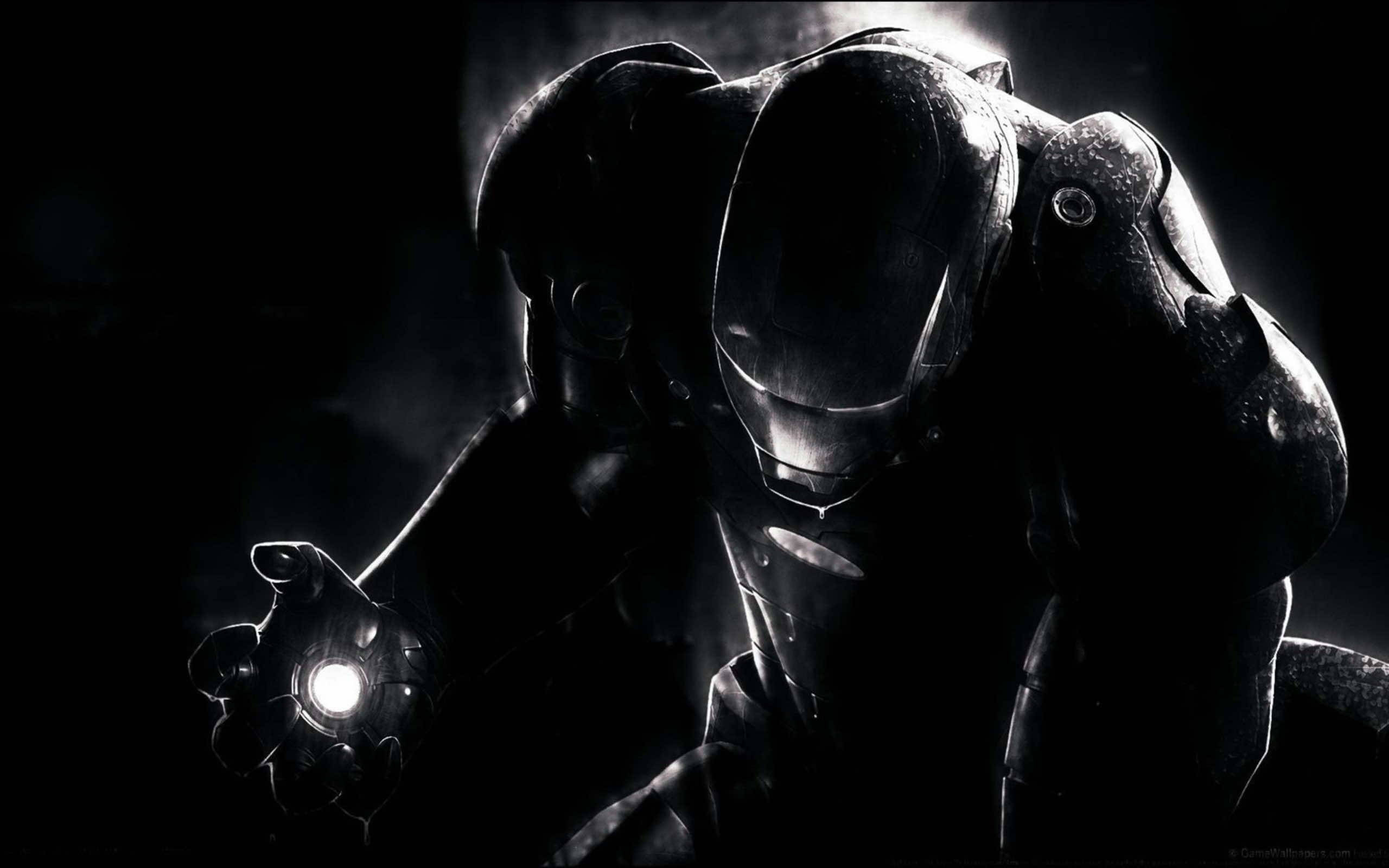Iron Man Negru pe Mac Întunecat Fundal