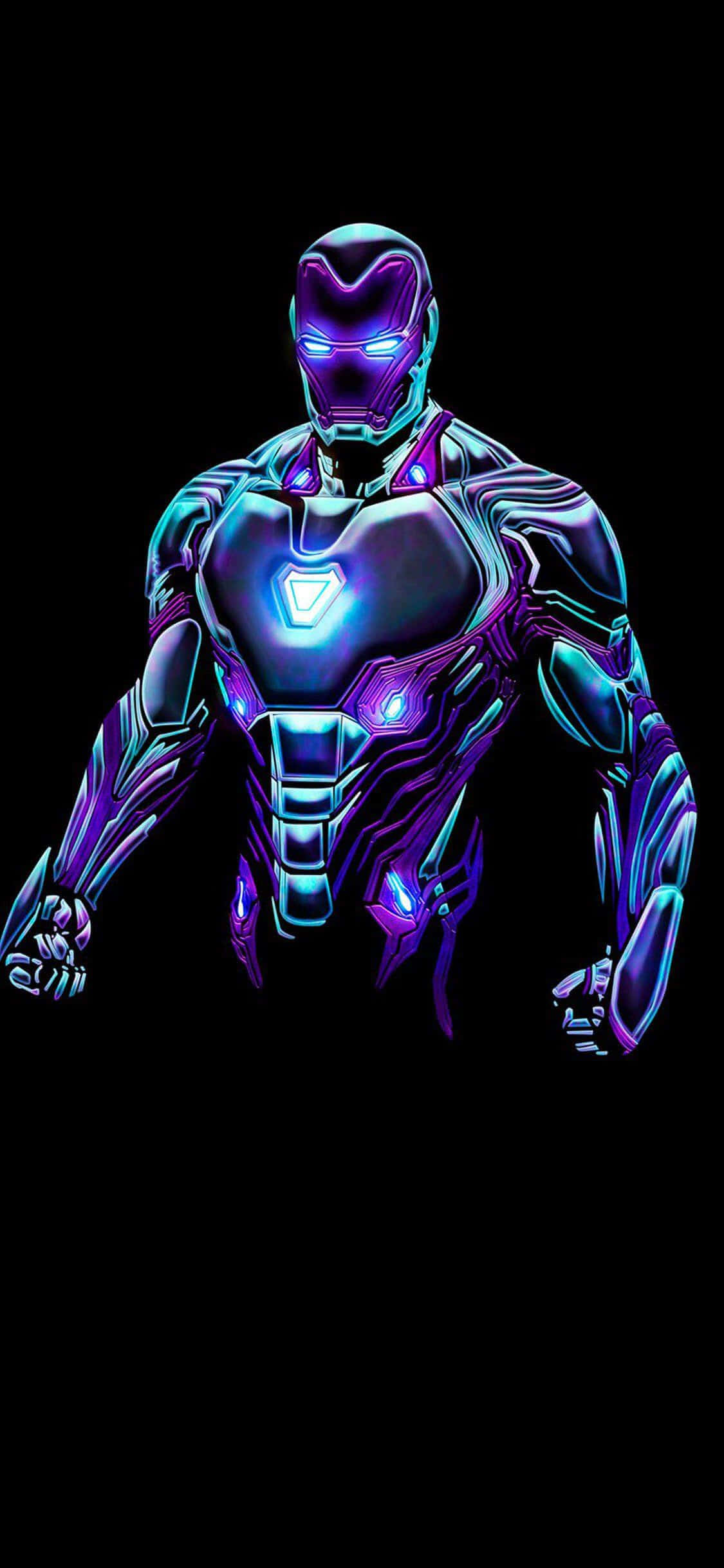 Iron Man Neon Violet iPhone X Fundal