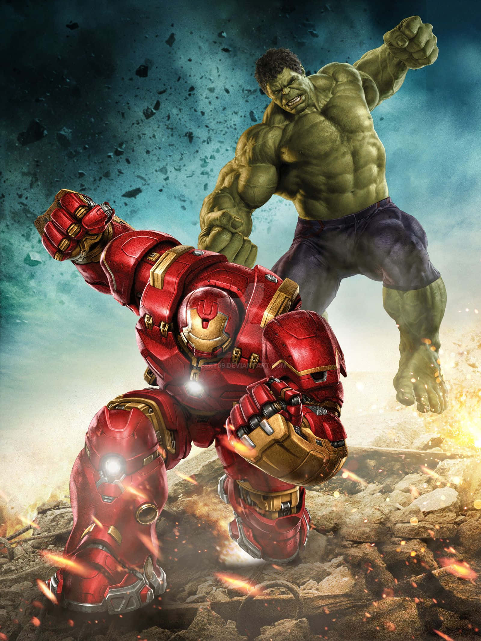 Iron Man și Hulk se înfruntă într-o bătălie epică Fundal