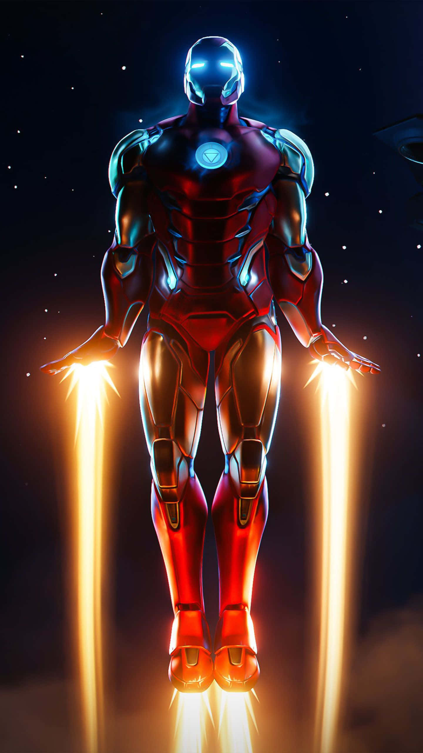 Iron Man zburând pe cerul înstelat Fundal