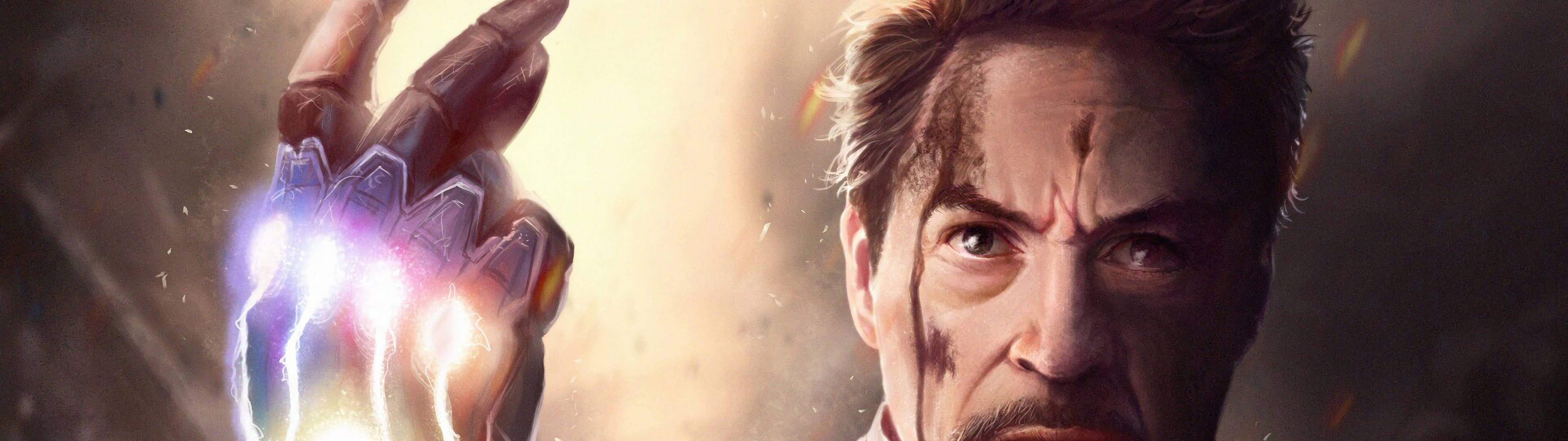 Ironman de la Marvel cu Mănușa Infinitului 5120 x 1440 Fundal