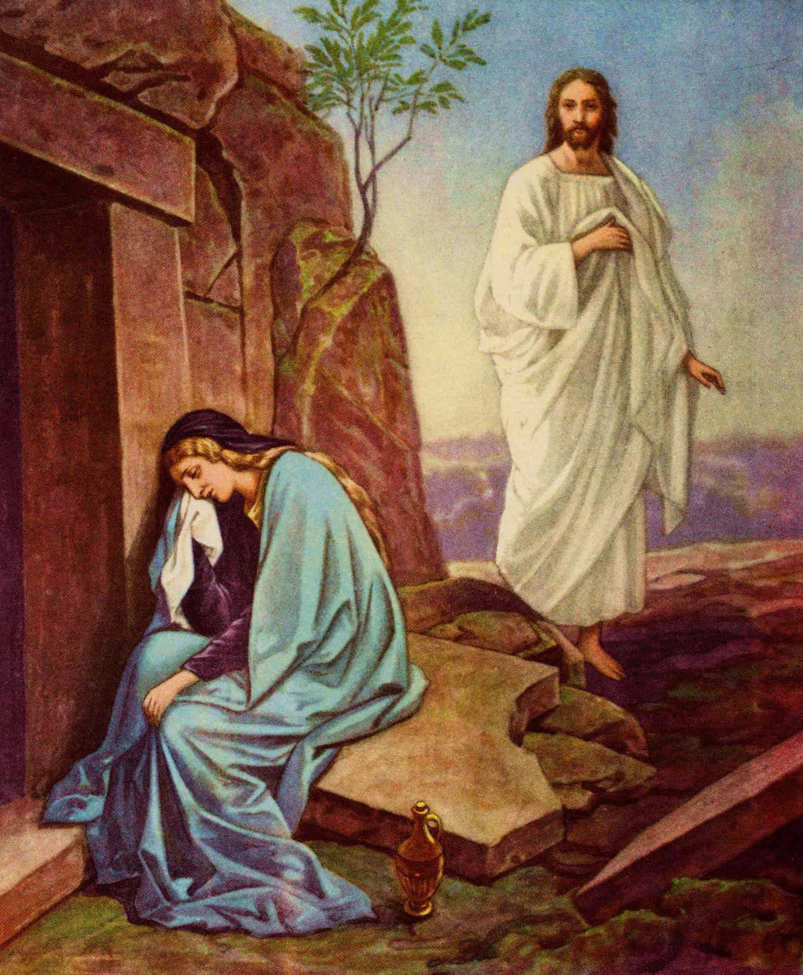 isus și femeia de la mormânt Fundal