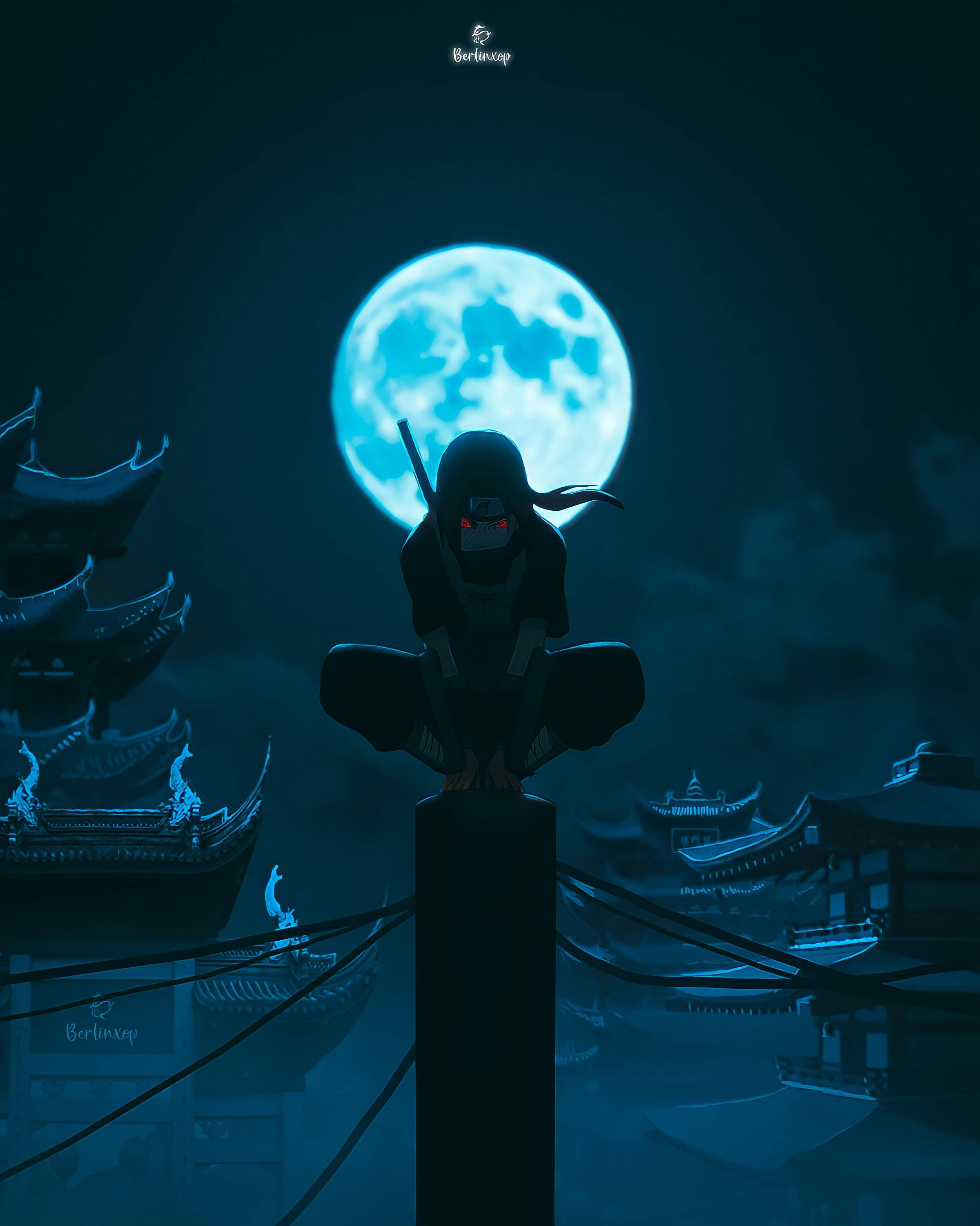 Itachi Luna Plină Naruto Mobil 4K Fundal