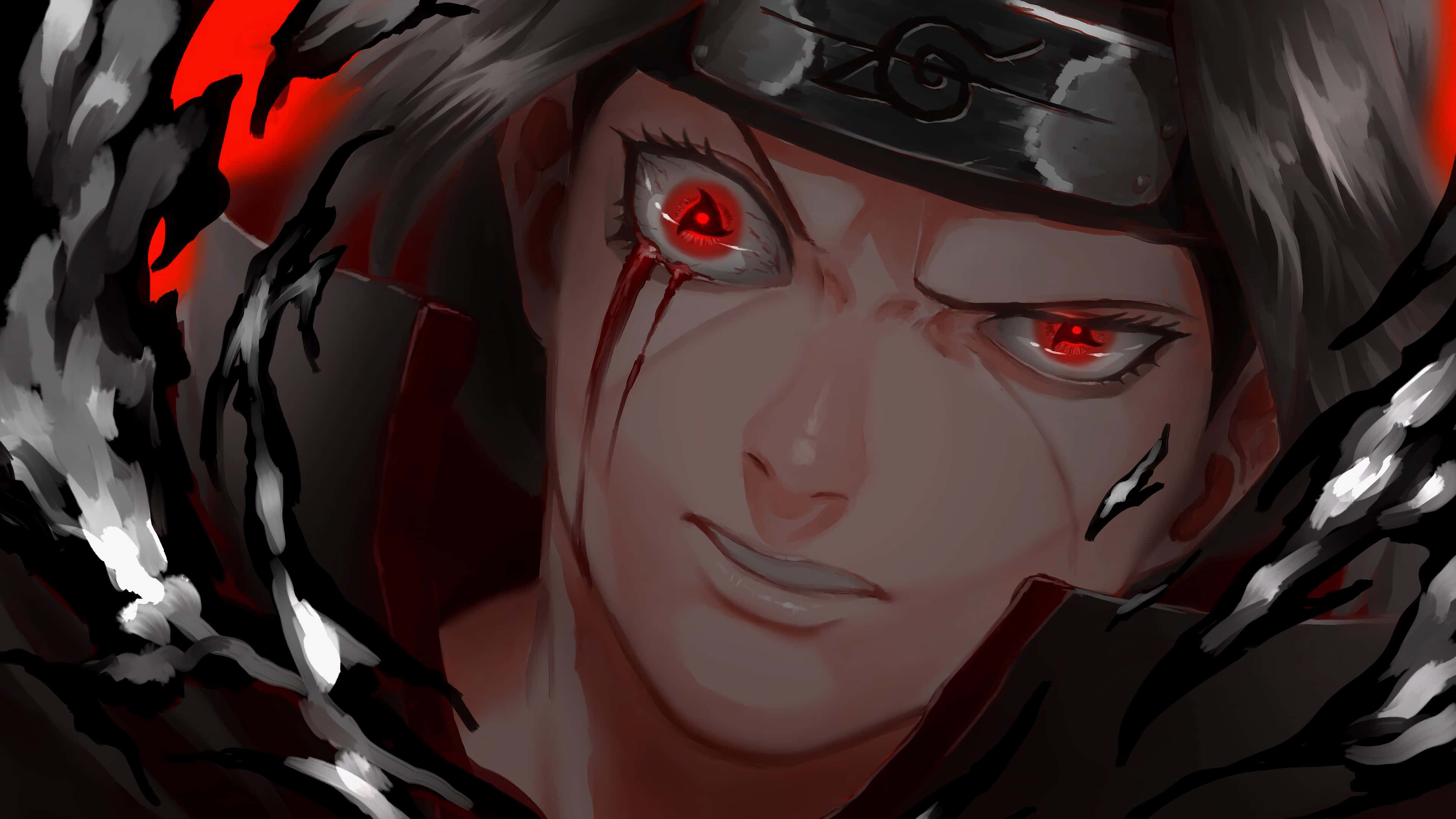 Itachi Mangekyou Sharingan Ochii Inegali Sânge Fundal