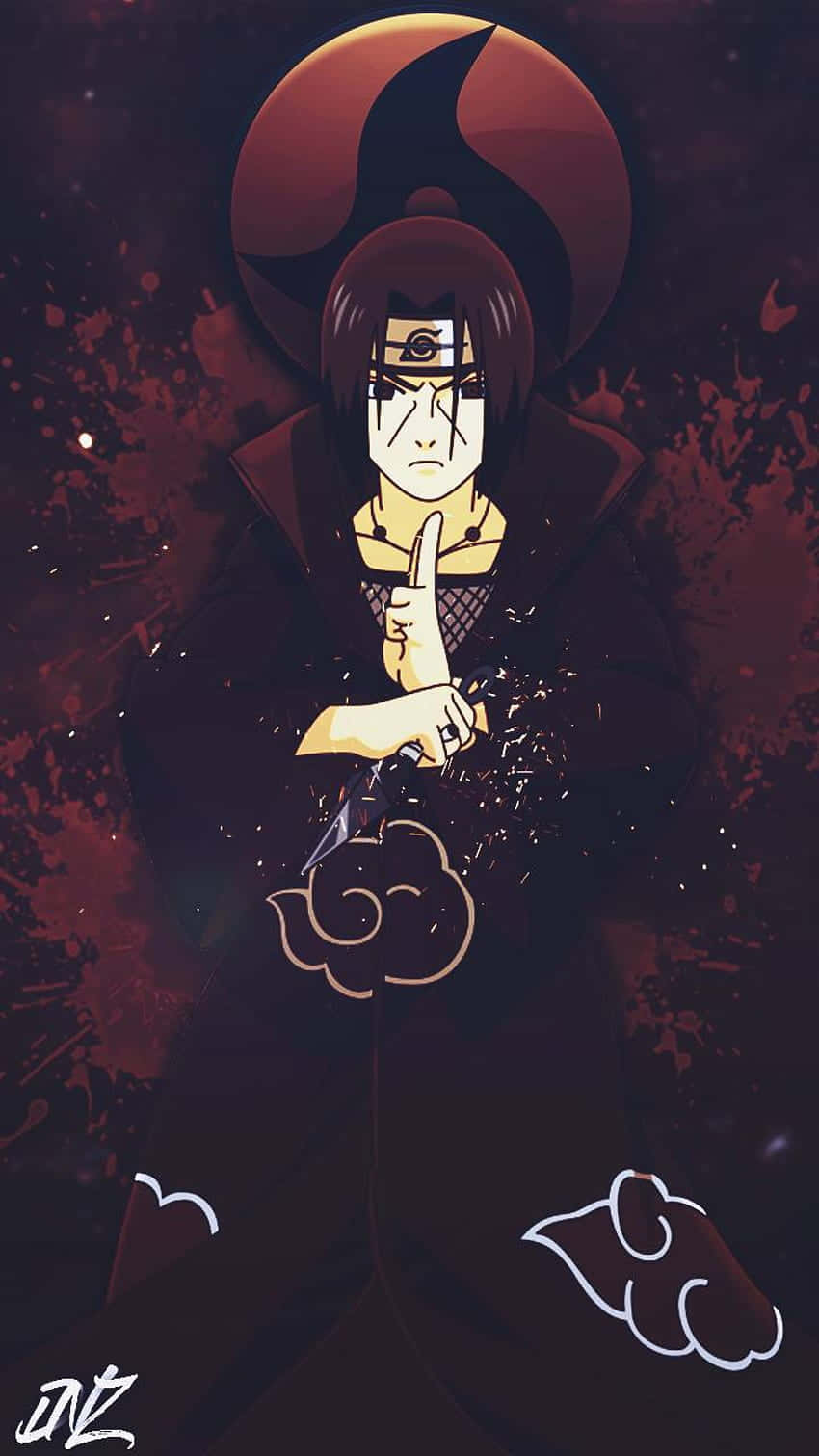 Itachi Mangekyou Sharingan Stropi de Vopsea Roșie Fundal