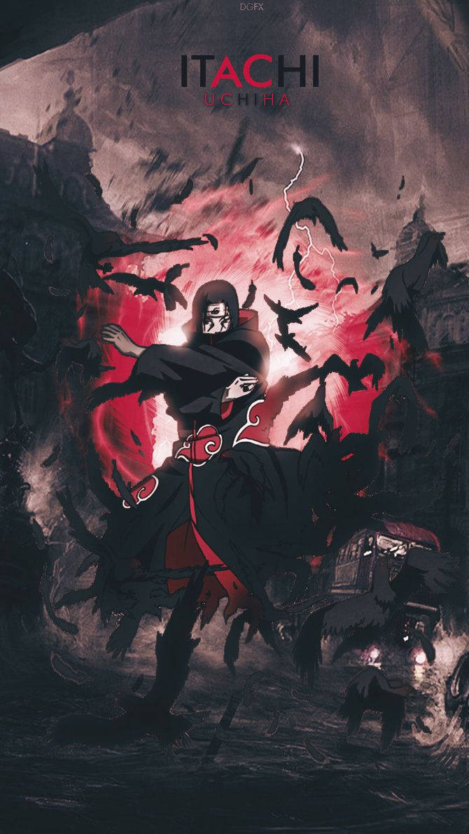 Itachi Uchiha cu corbi negri pe iPhone Fundal