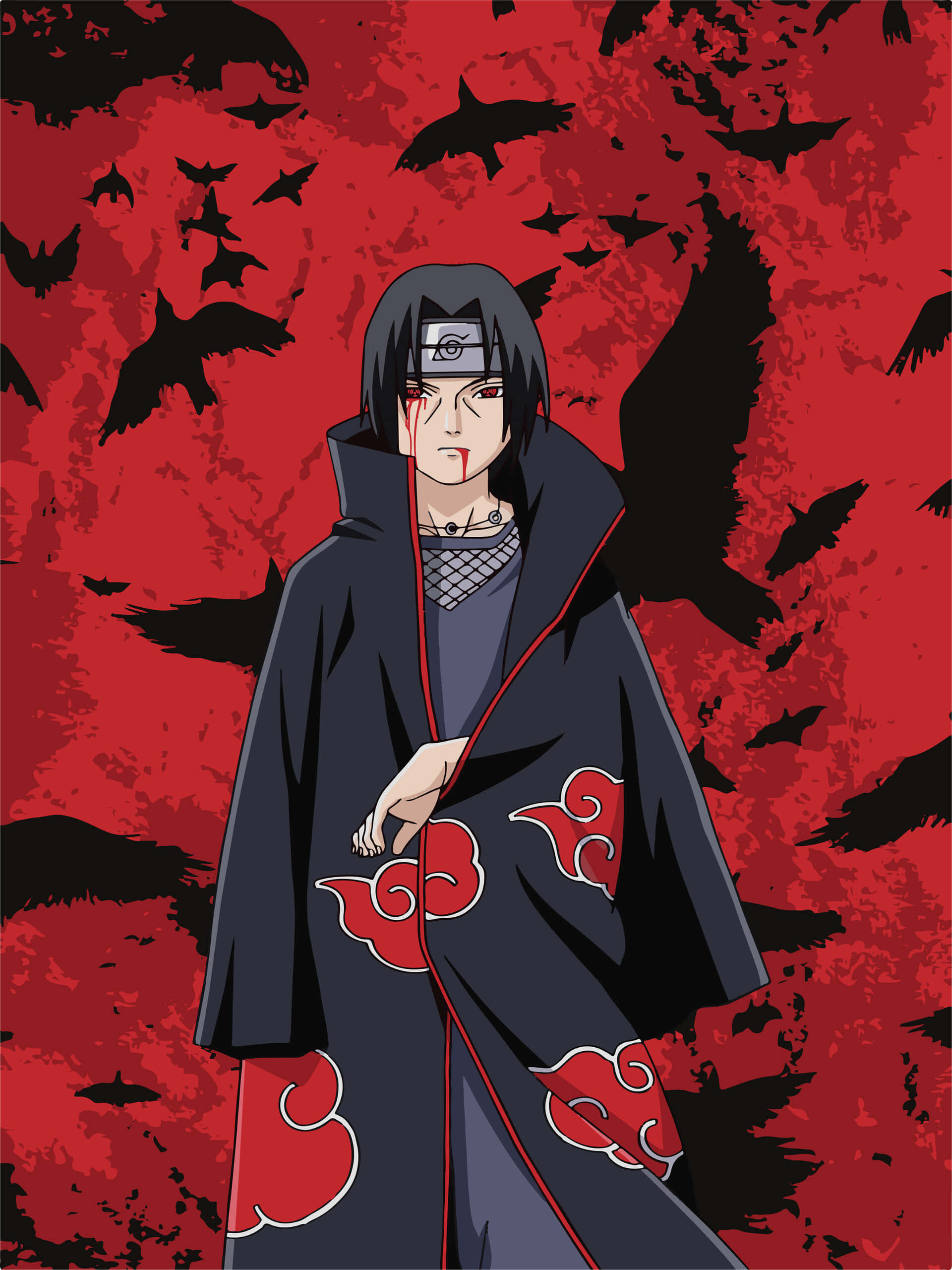Itachi Uchiha cu corbi zburători Fundal