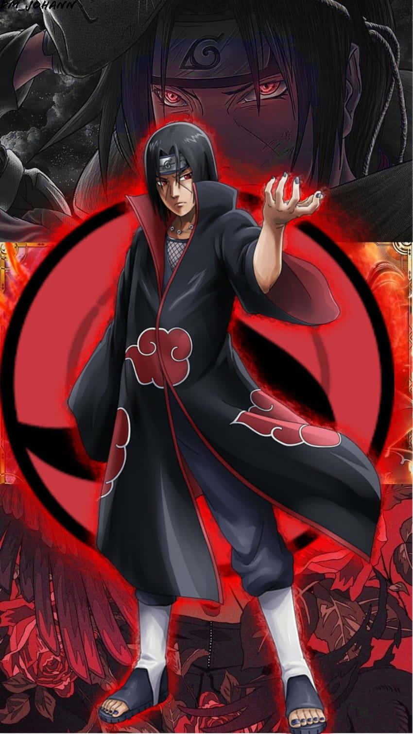 Itachi Uchiha cu formă rotundă în spate Fundal