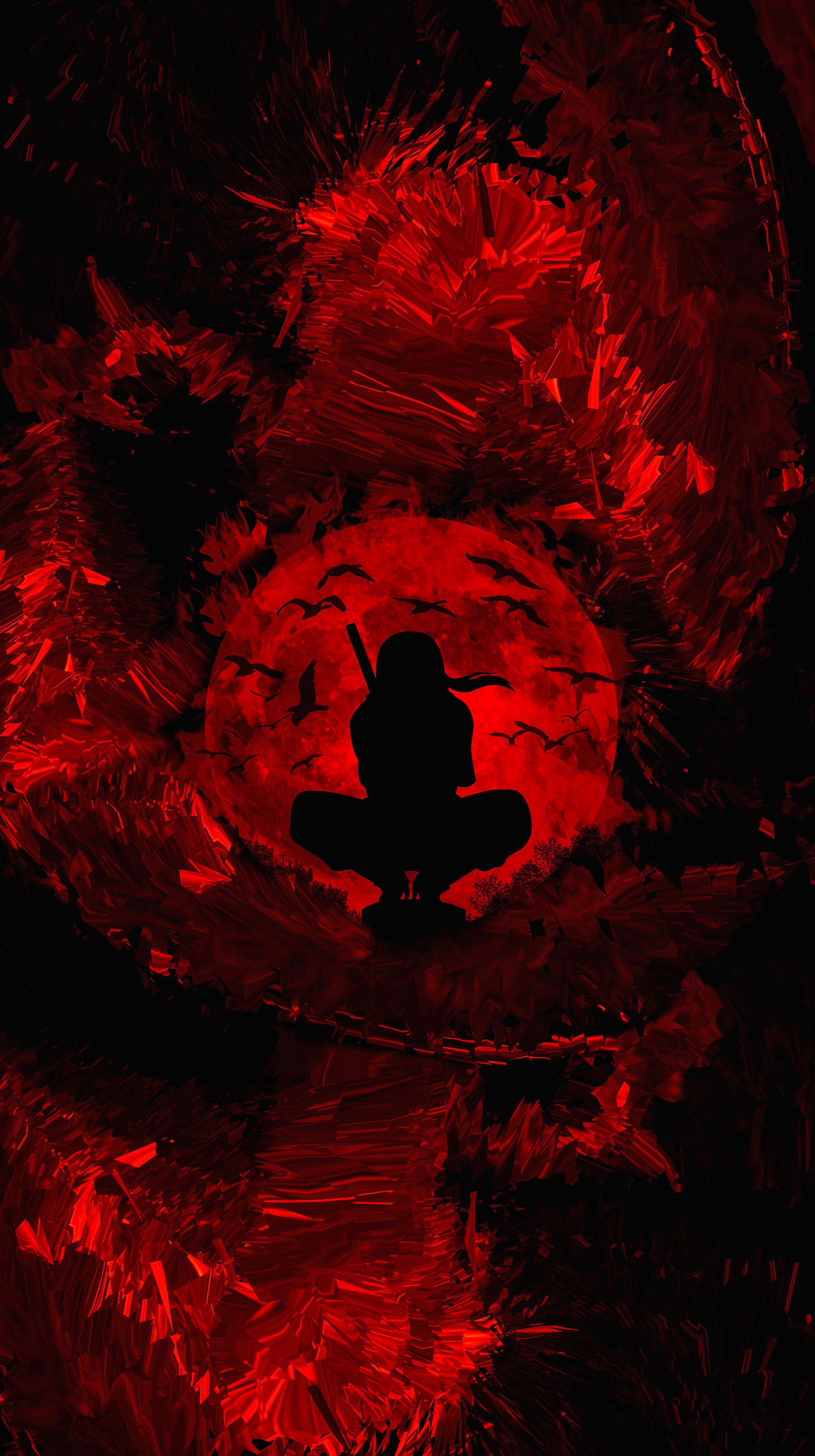 Itachi Uchiha Lună Roșie Telefon Fundal