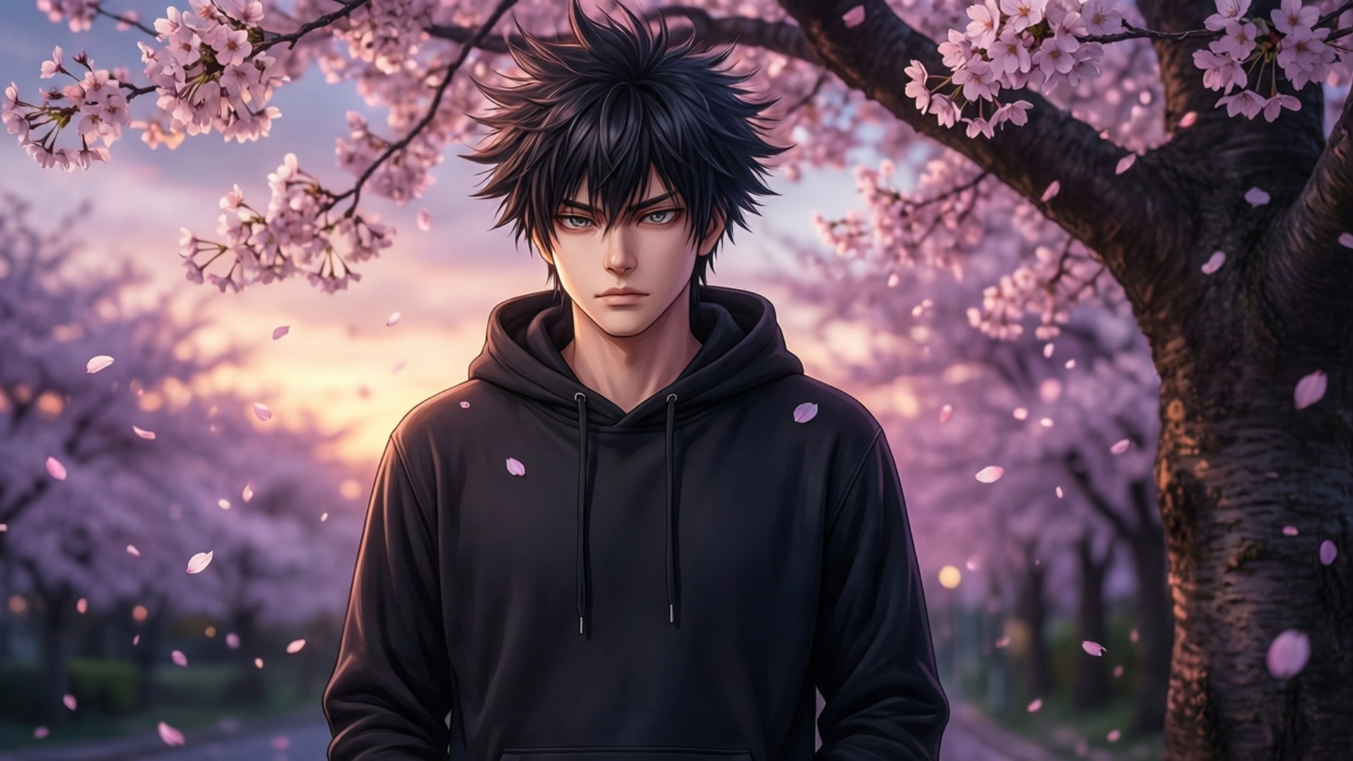 Itadori sub cerul de sakura Fundal
