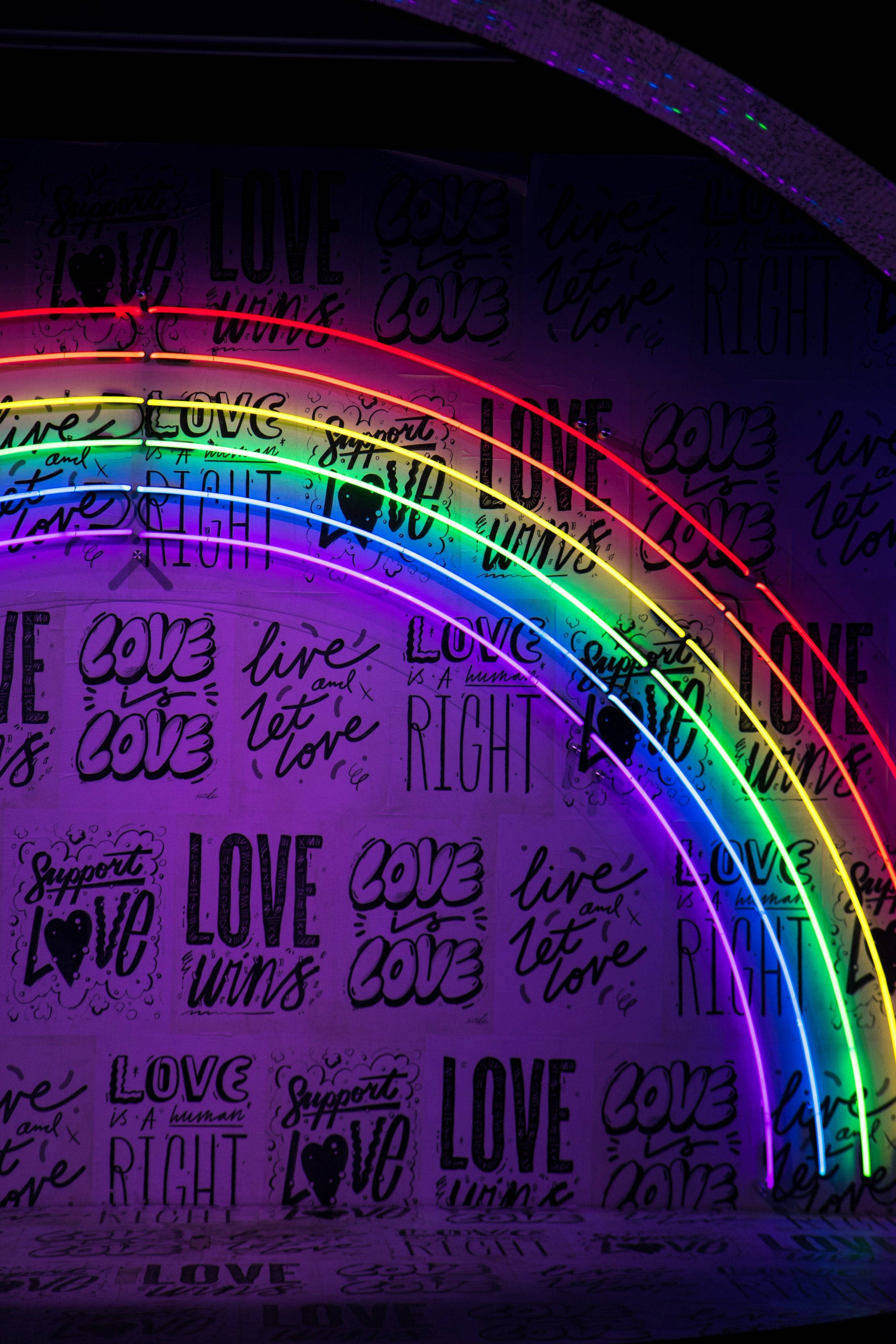 Iubirea este iubire neon curcubeu mândrie Fundal