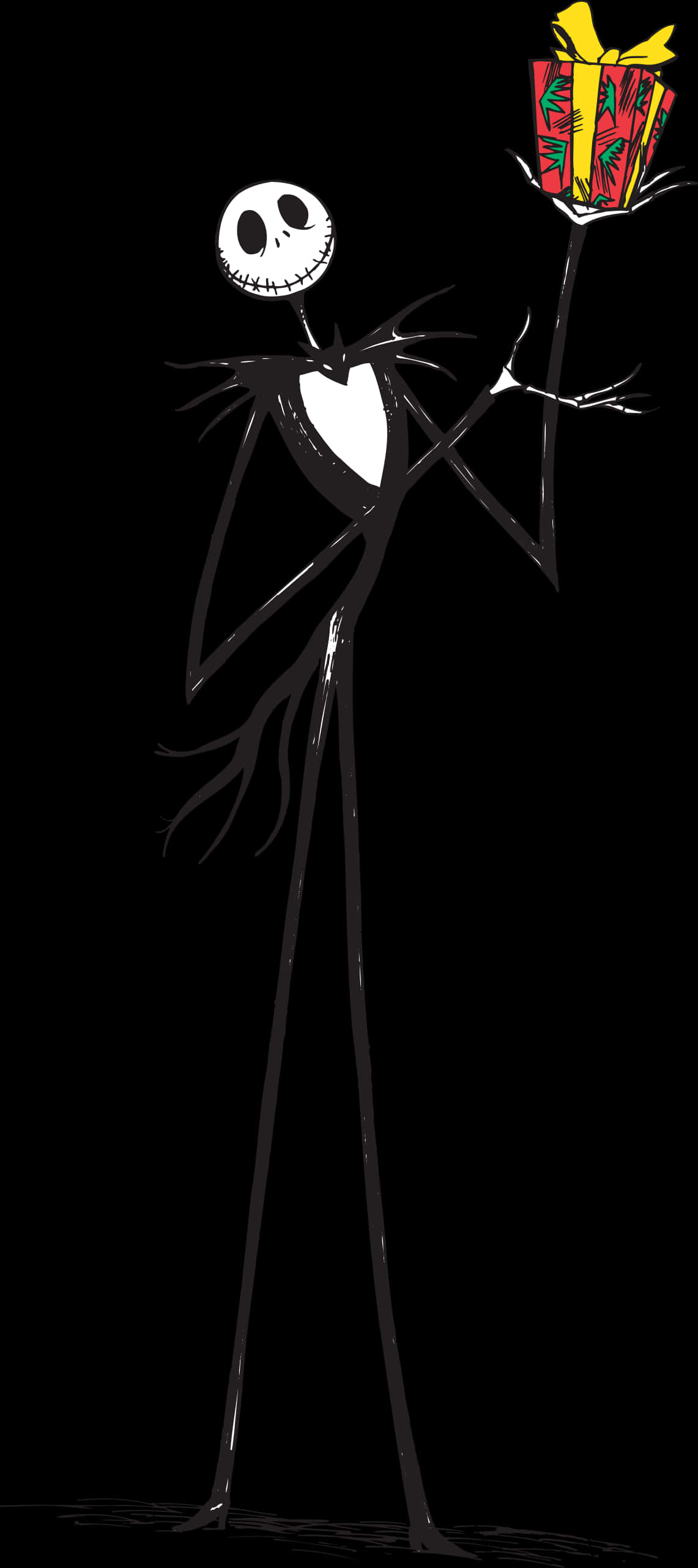 Jack Skellington cu un cadou în mână Fundal