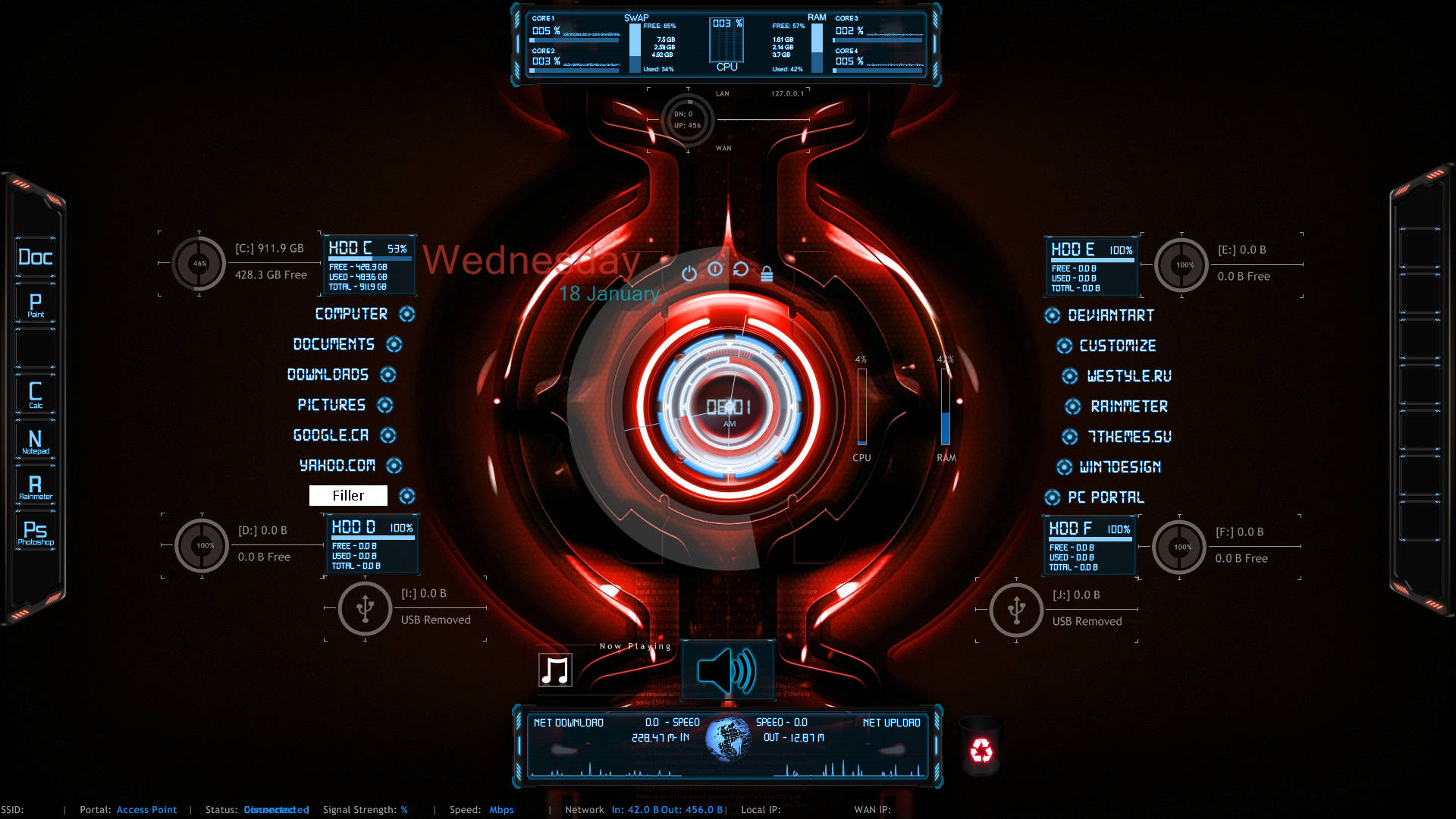 JARVIS pe Skin-ul Rainmeter Fundal